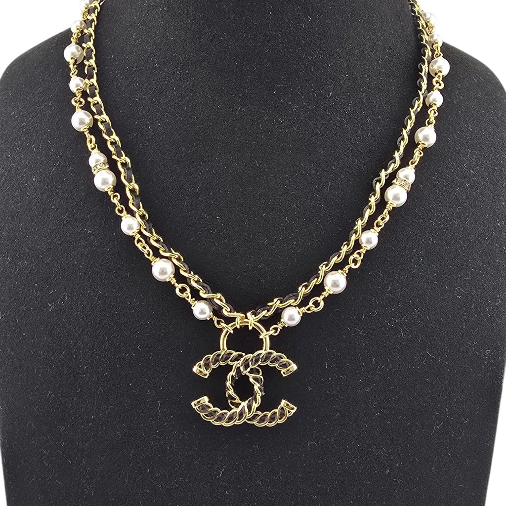 Chanel CC Faux Pearl Leather Necklace 2024 CHANEL