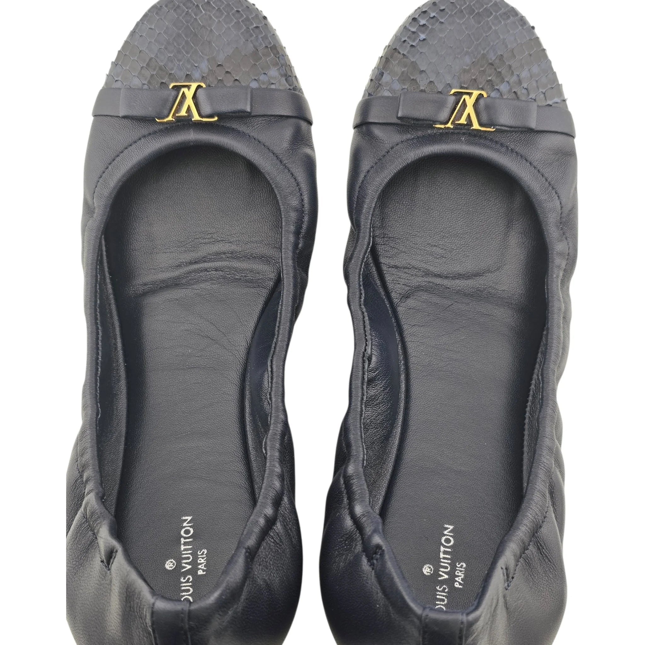 Louis Vuitton LV Flirty Navy Blue Python Ballet Flats 39 LOUIS VUITTON