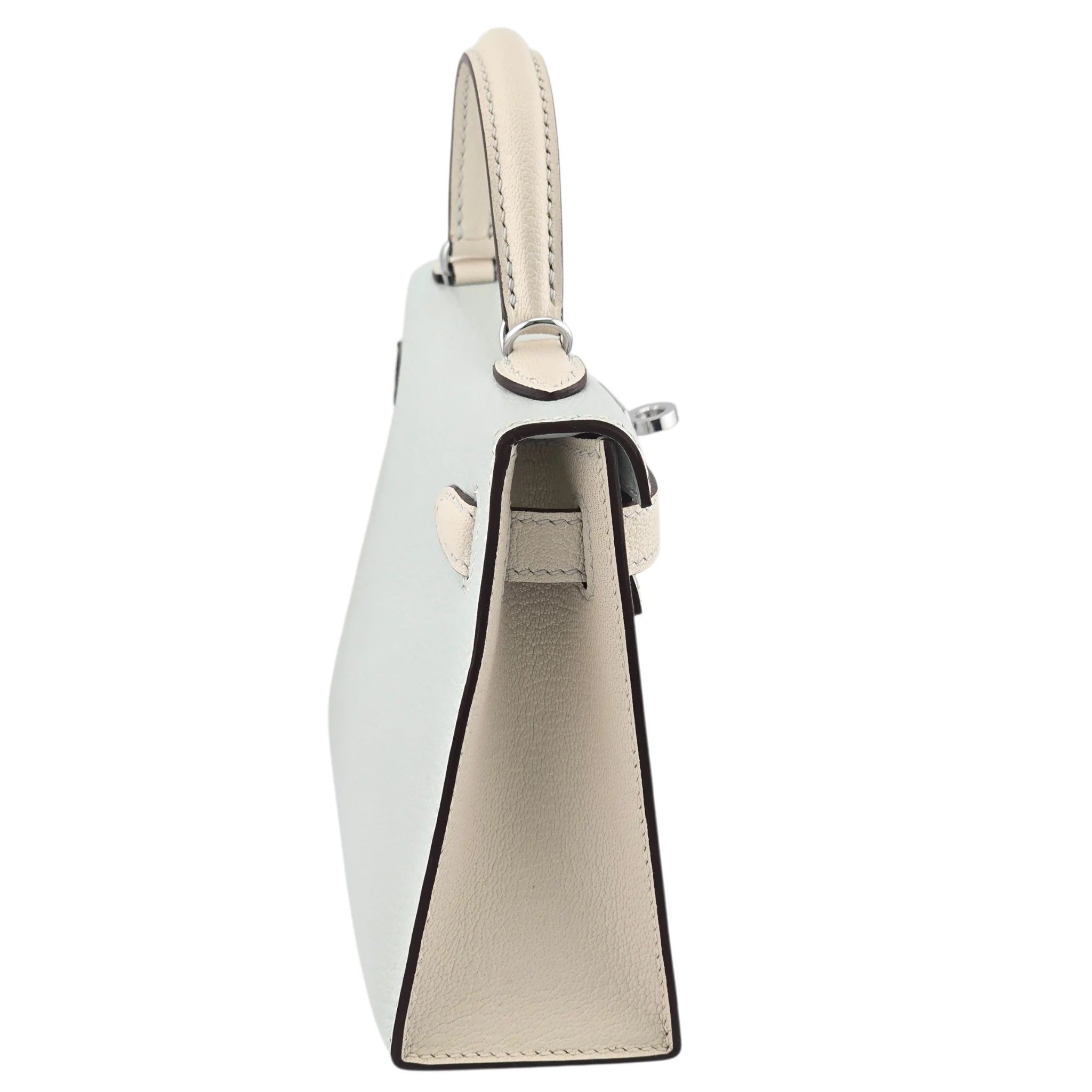 Hermes Chevre Mysore Horseshoe Mini Kelly Sellier 20 Bleu Brume Nata Bag HERMES