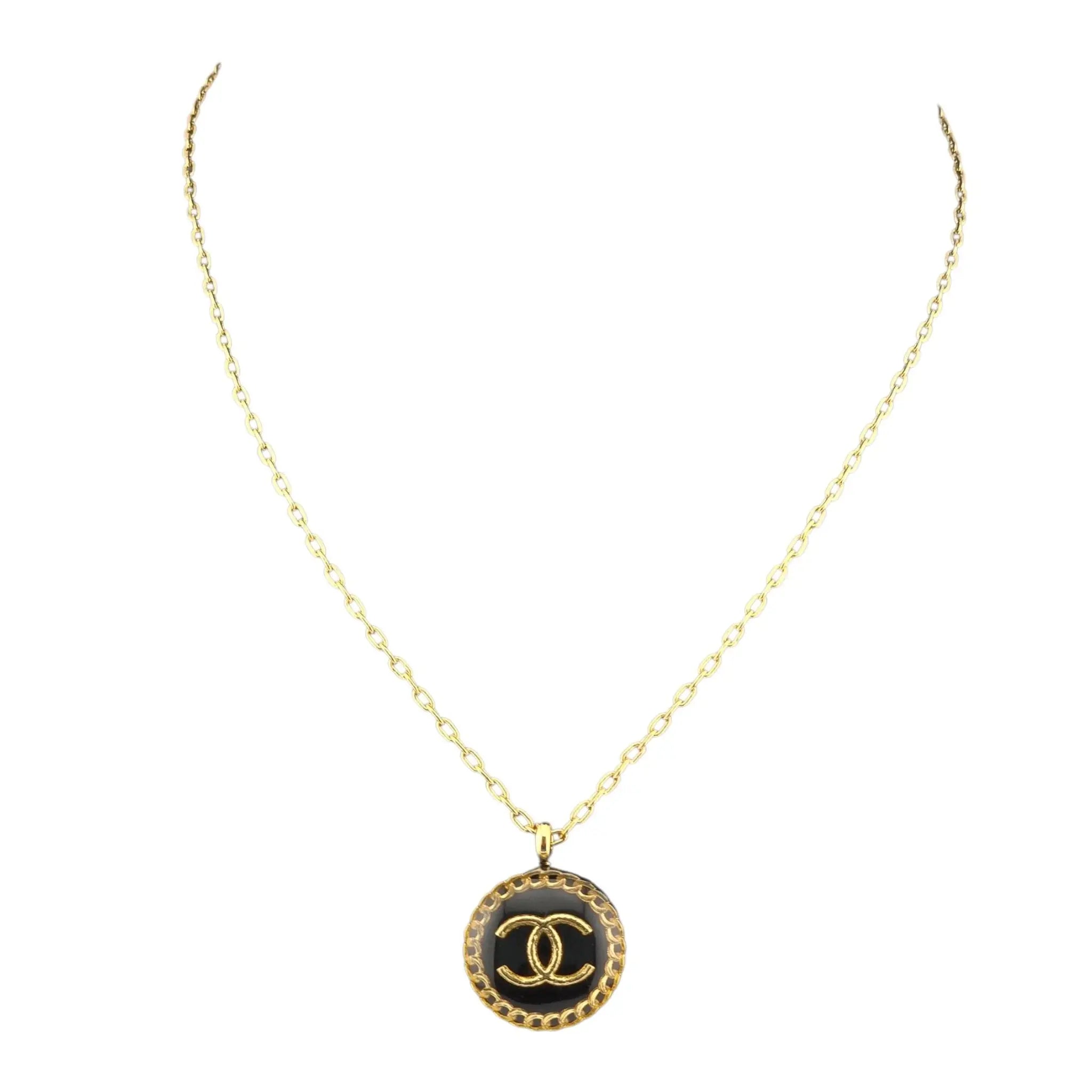 Chanel CC Gold / Black Pendant Necklace 2022 CHANEL