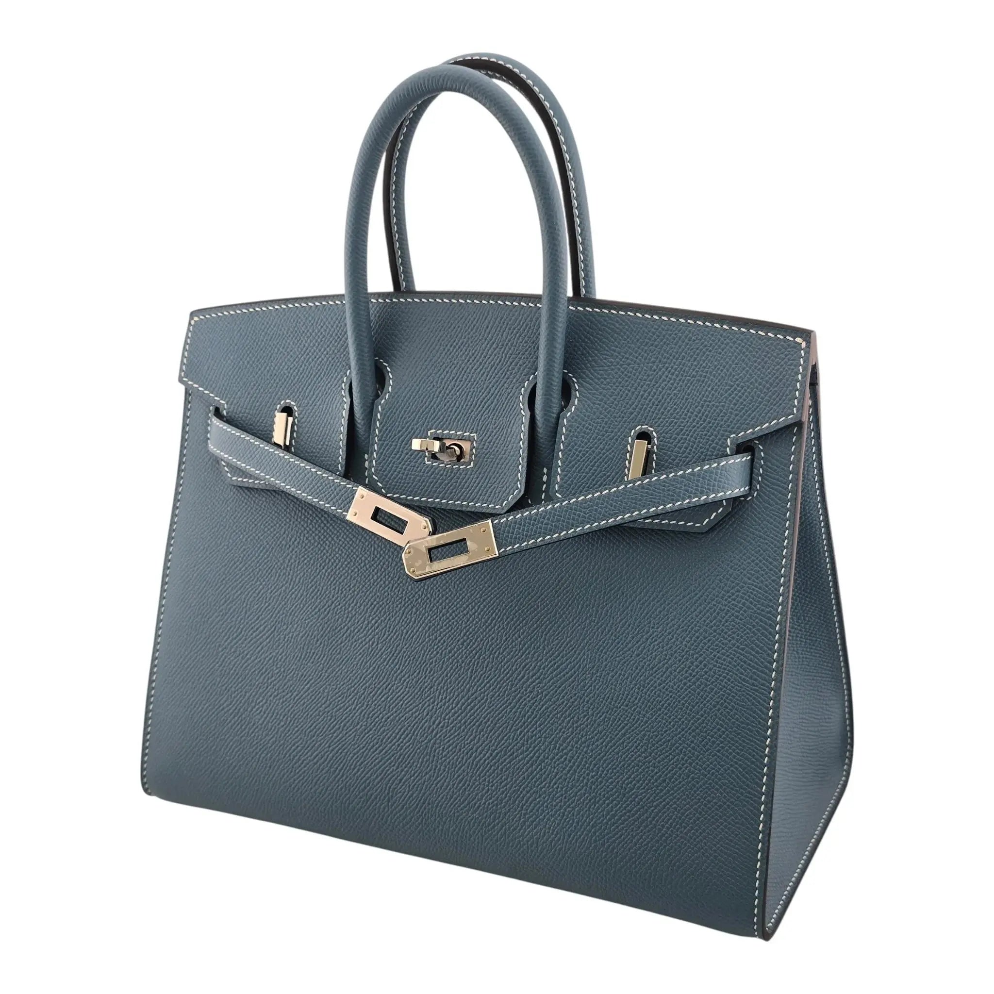 Hermes Birkin 25 Bleu Jean Epsom PHW Bag HERMES