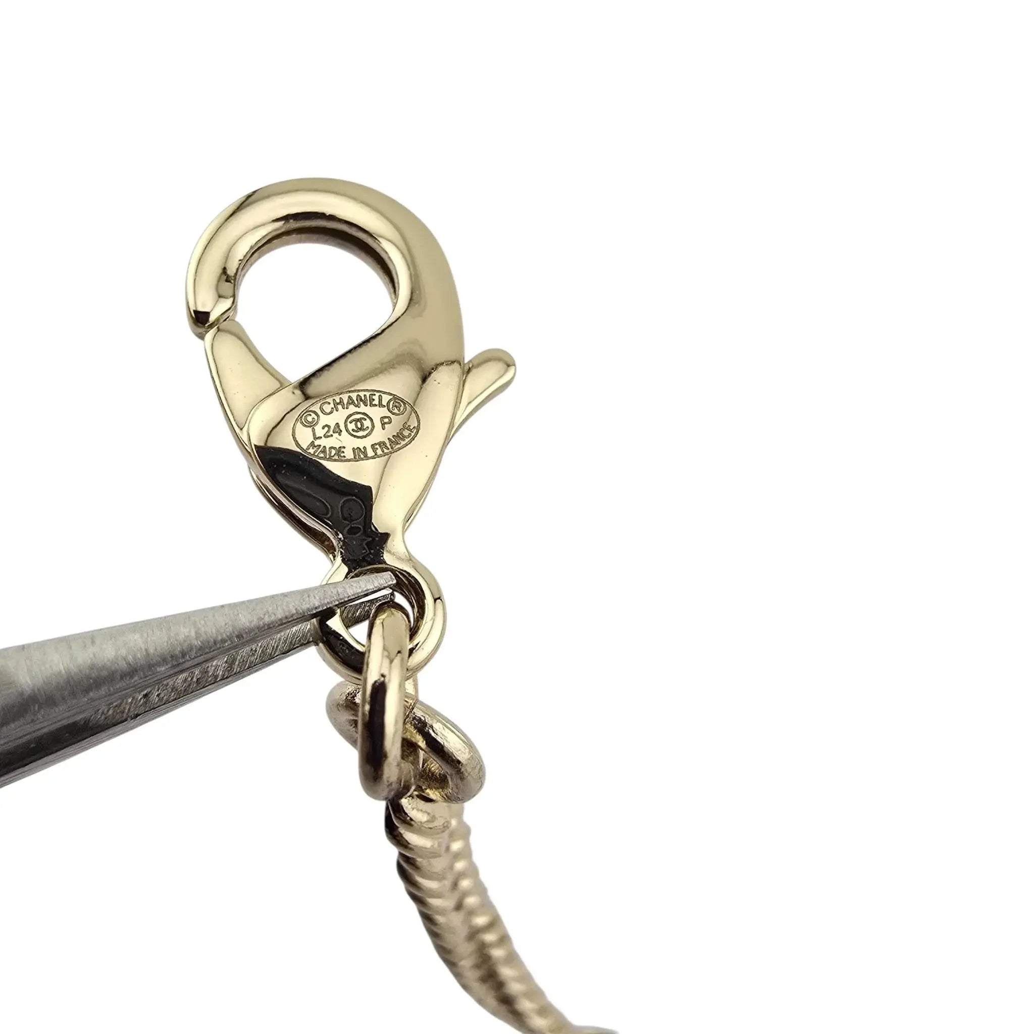 Chanel CC Gold Crystal Pendant Necklace 2024 CHANEL