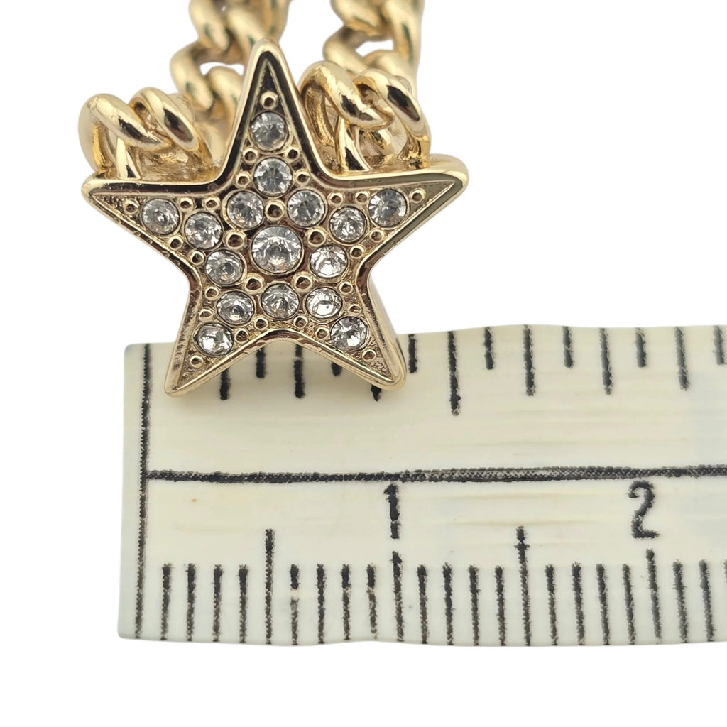 Chanel CC Crystal Chain Star Brooch Gold CHANEL
