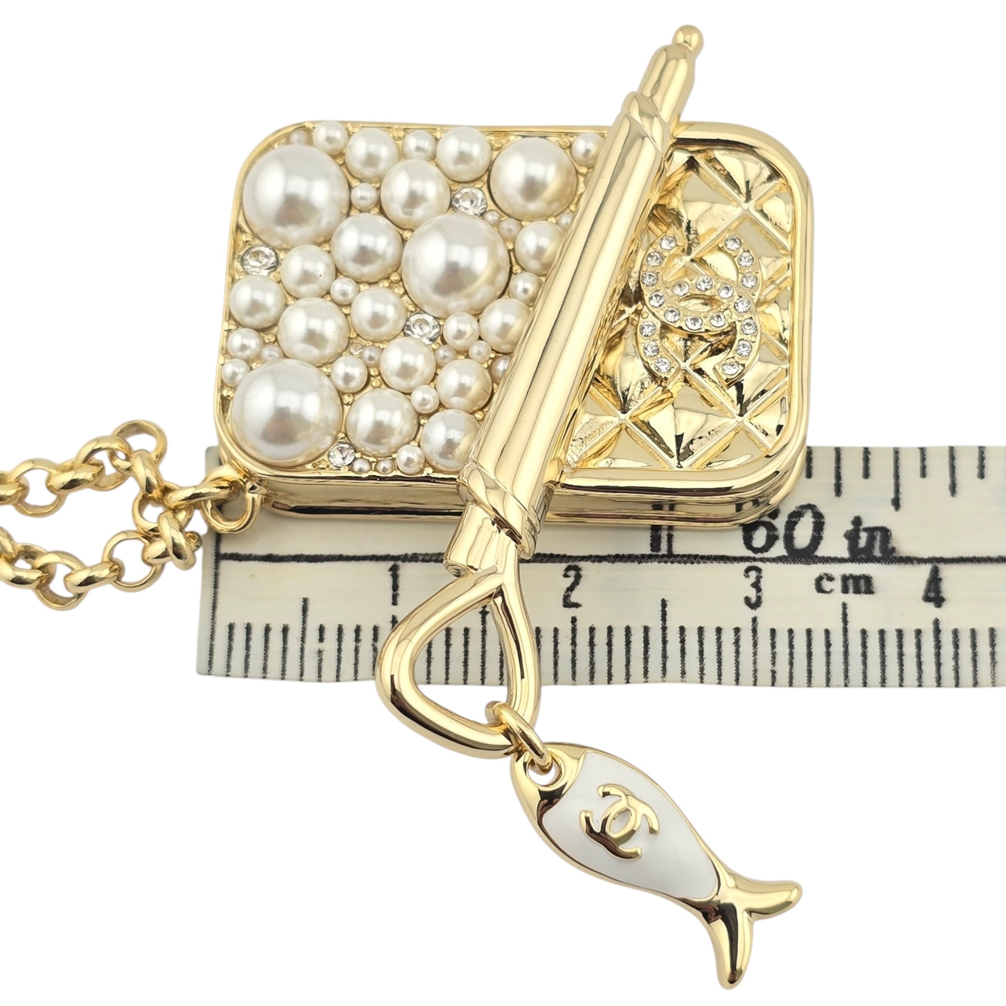 Chanel CC Gold Faux Pearl Tin Necklace 2025 CHANEL