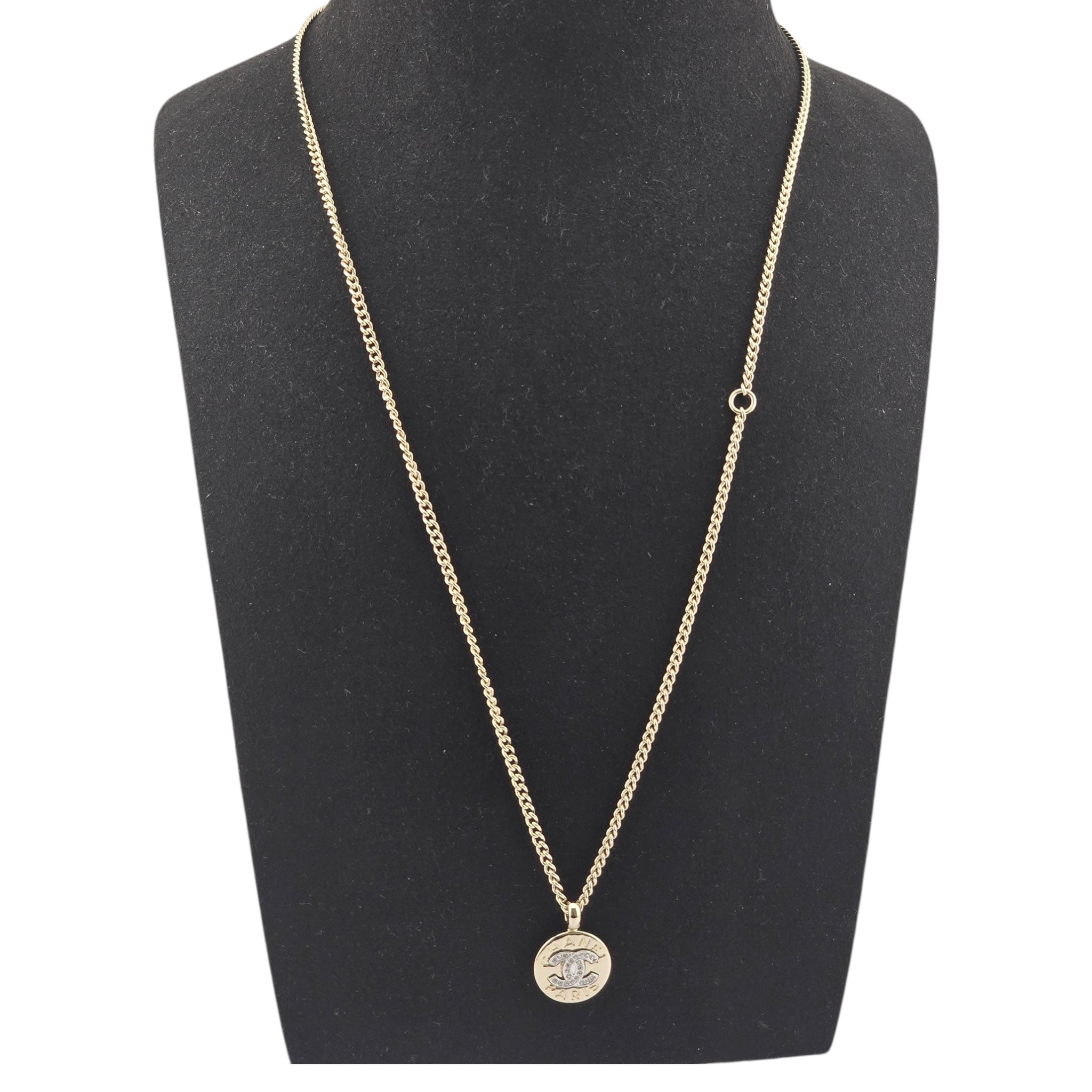 Chanel CC Round Gold Pendant Necklace 2025 CHANEL