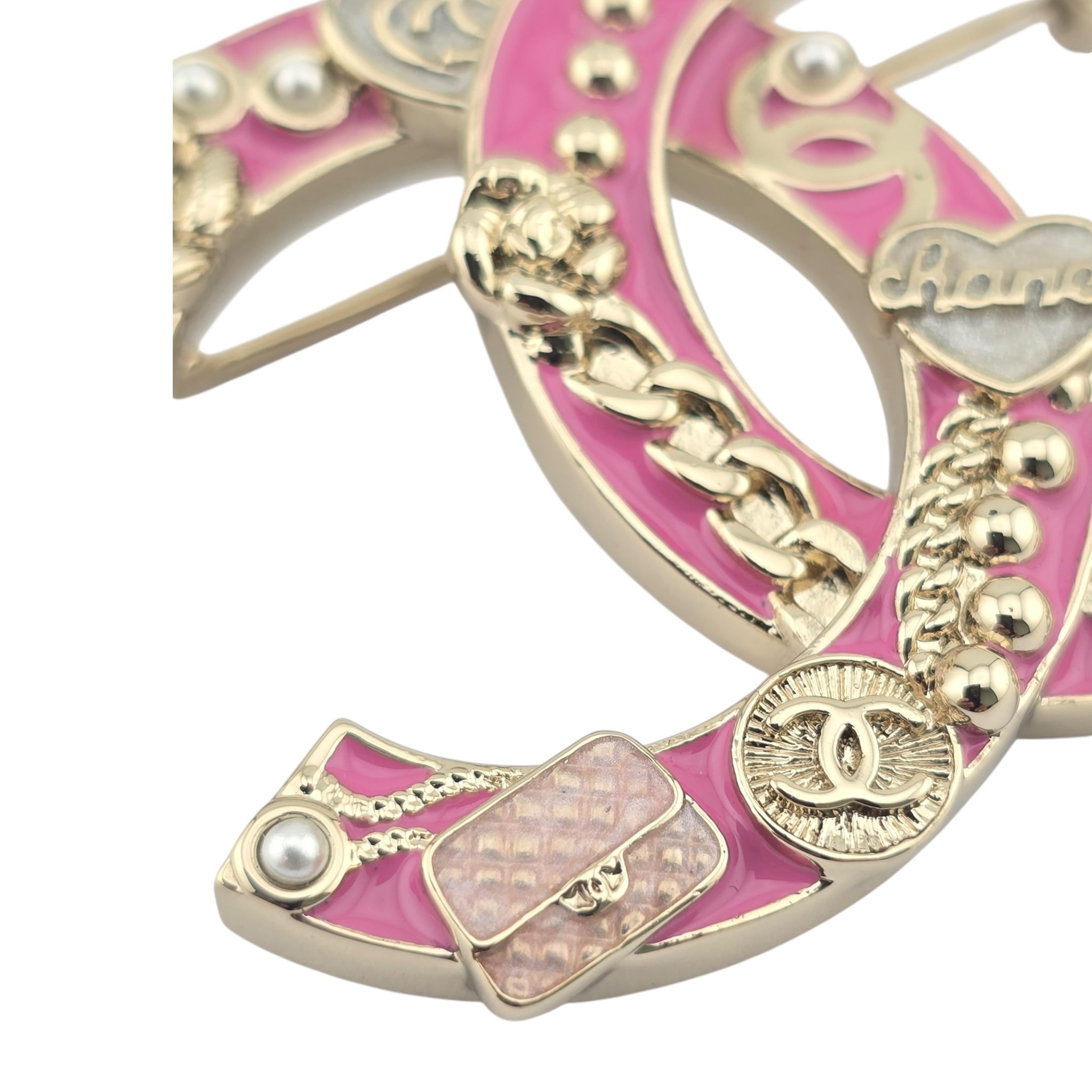 Chanel CC Pink Gold Enamel Brooch 2024 CHANEL