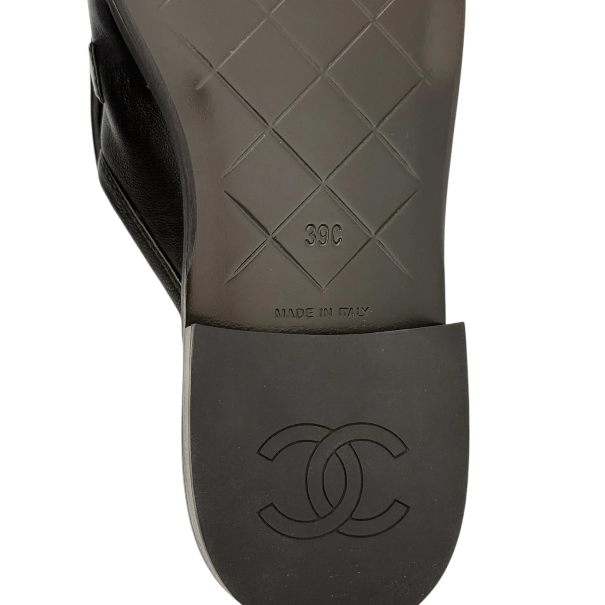 Chanel CC Black Turnlock Mules - 39