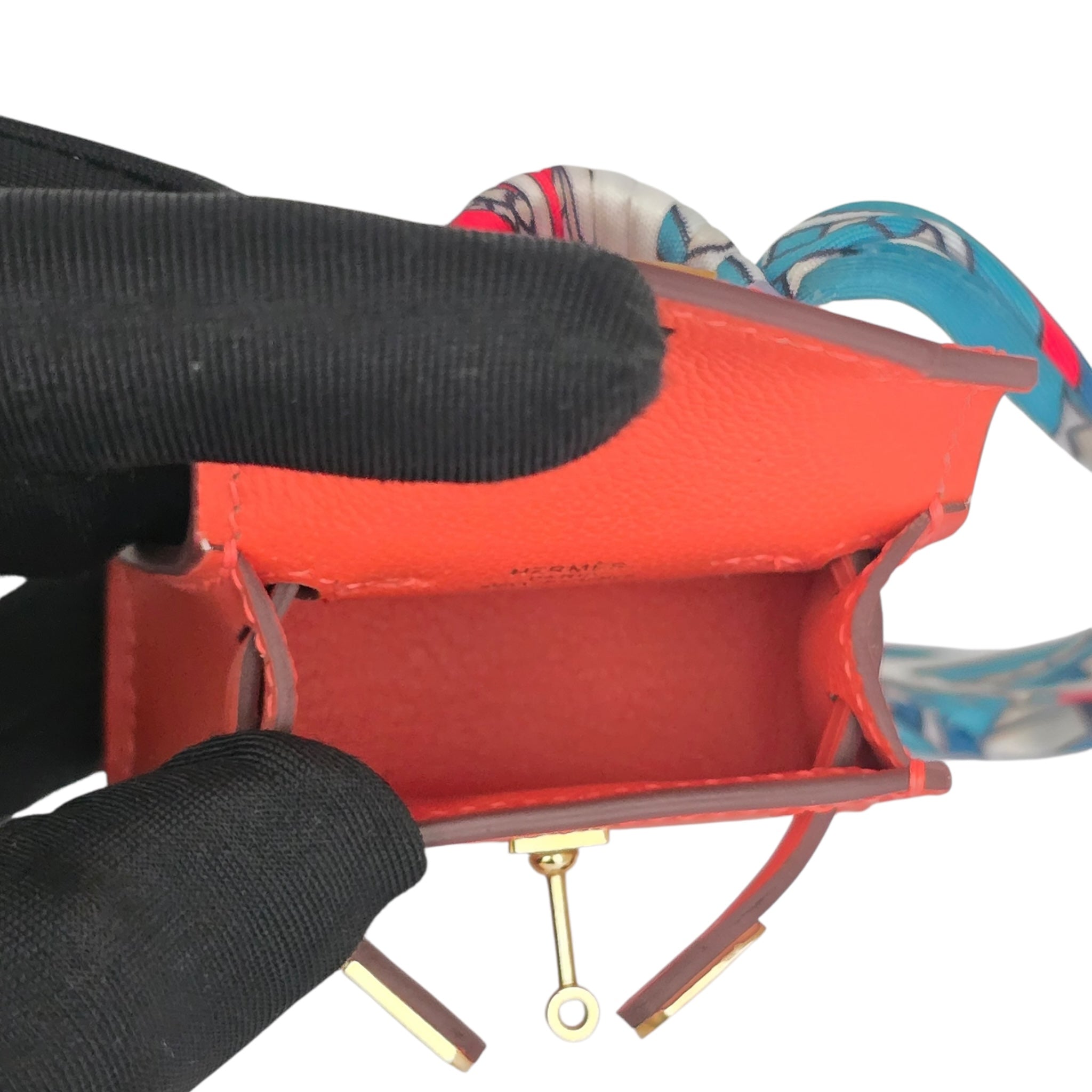 Hermes Tadelakt Mini Kelly Twilly Bag Charm Capucine HERMES