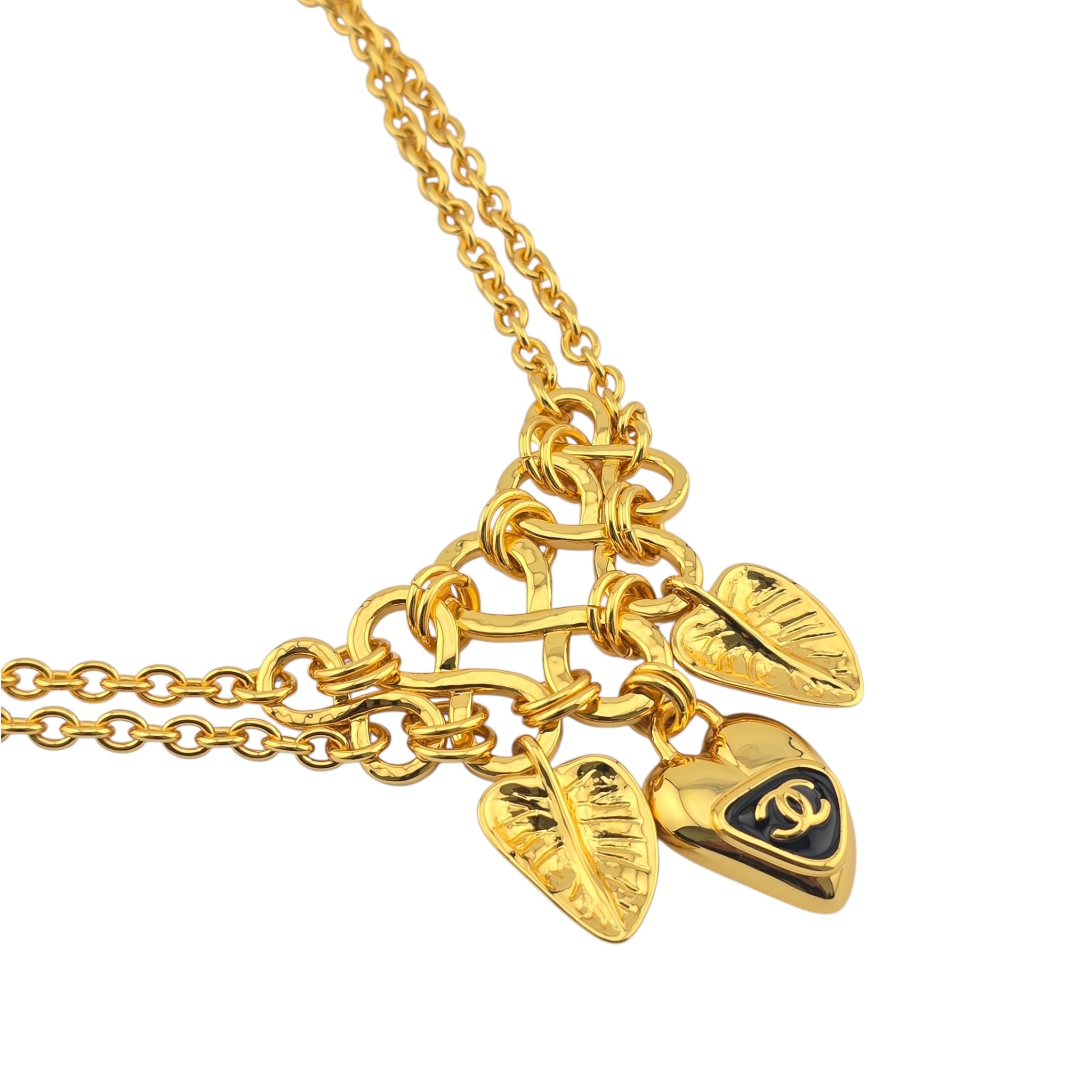 Chanel CC Gold Leaf Pendant Necklace 2025