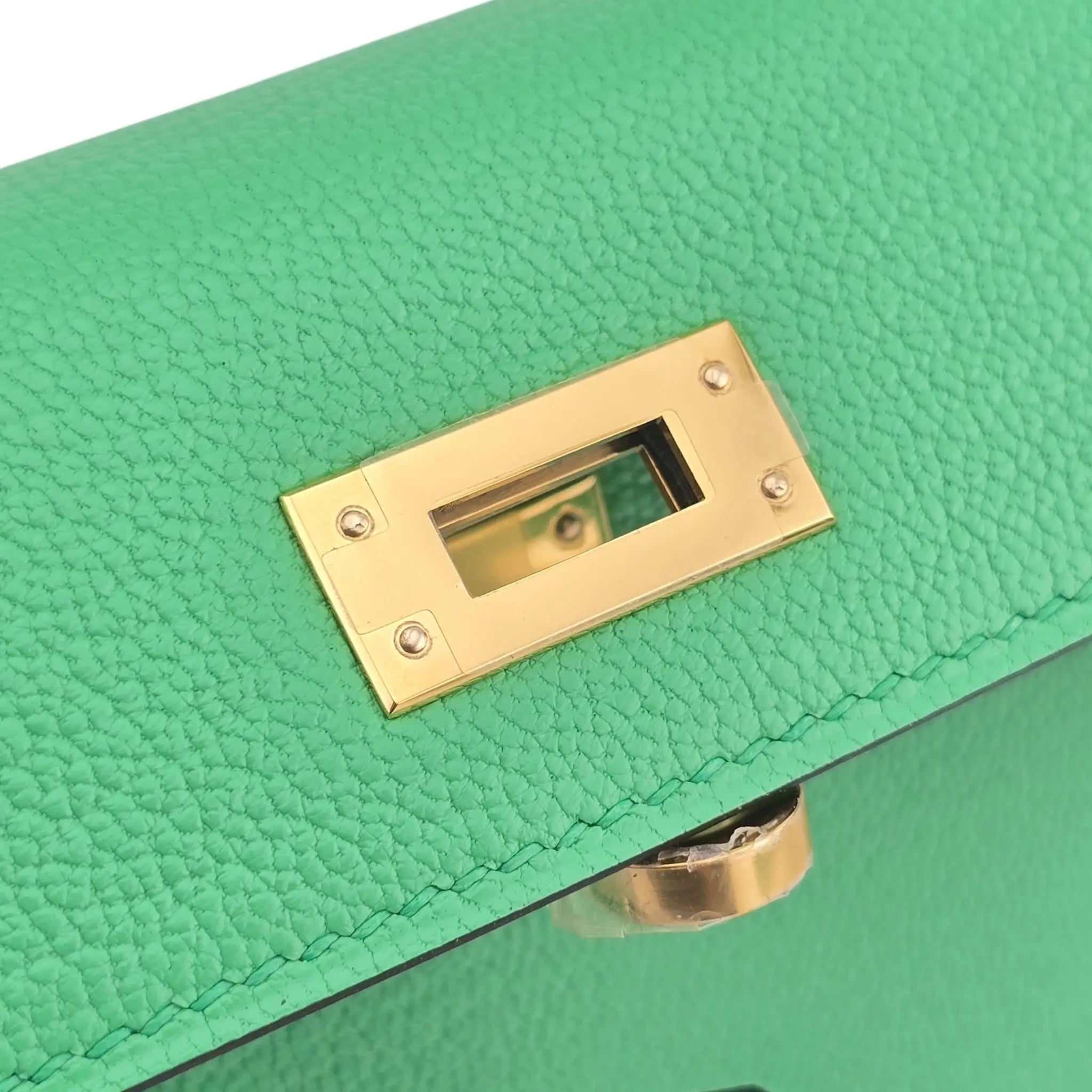 Hermes Mini Kelly II Chèvre Vert Comics Gold Hardware Bag HERMES