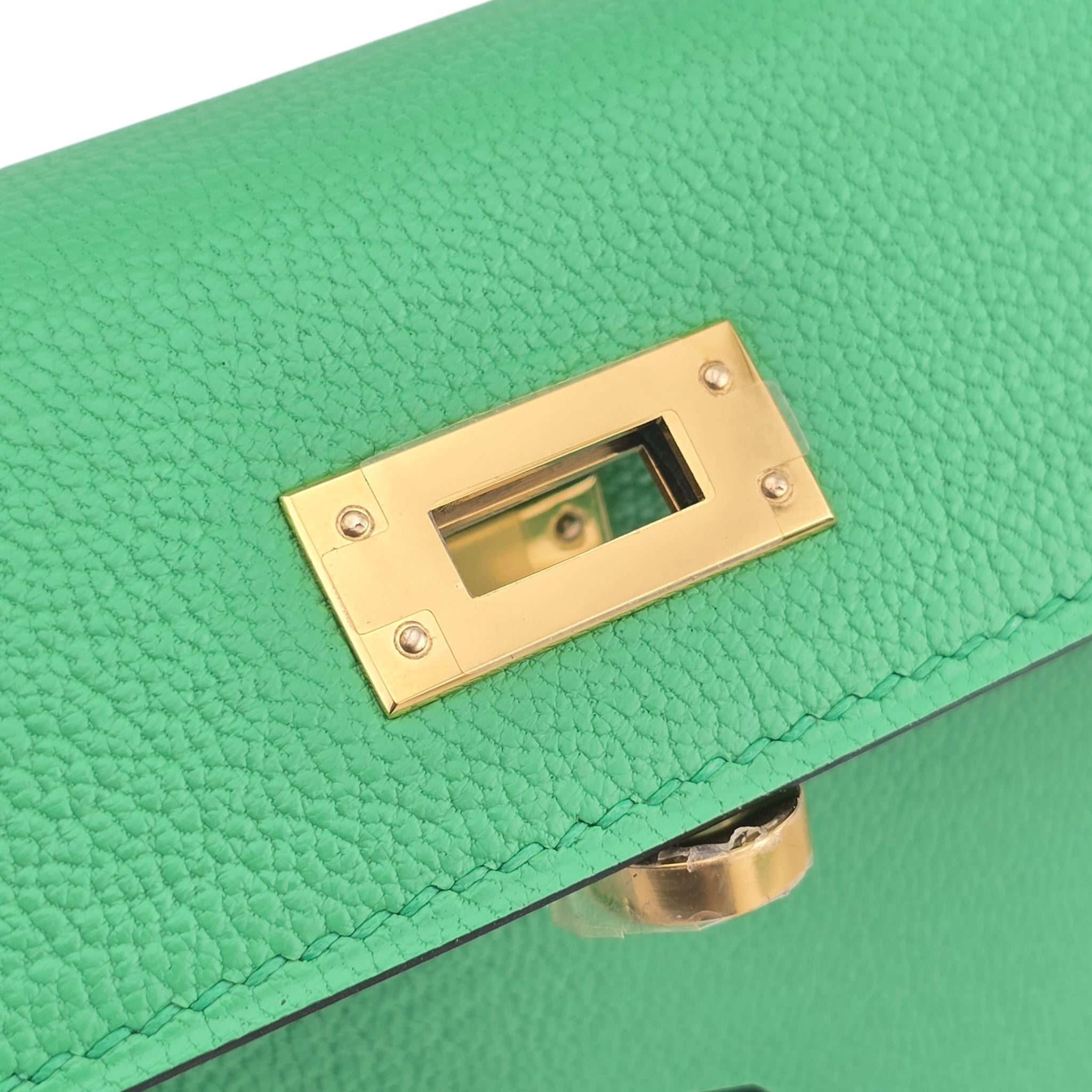Hermes Mini Kelly II Chèvre Vert Comics Gold Hardware Bag HERMES