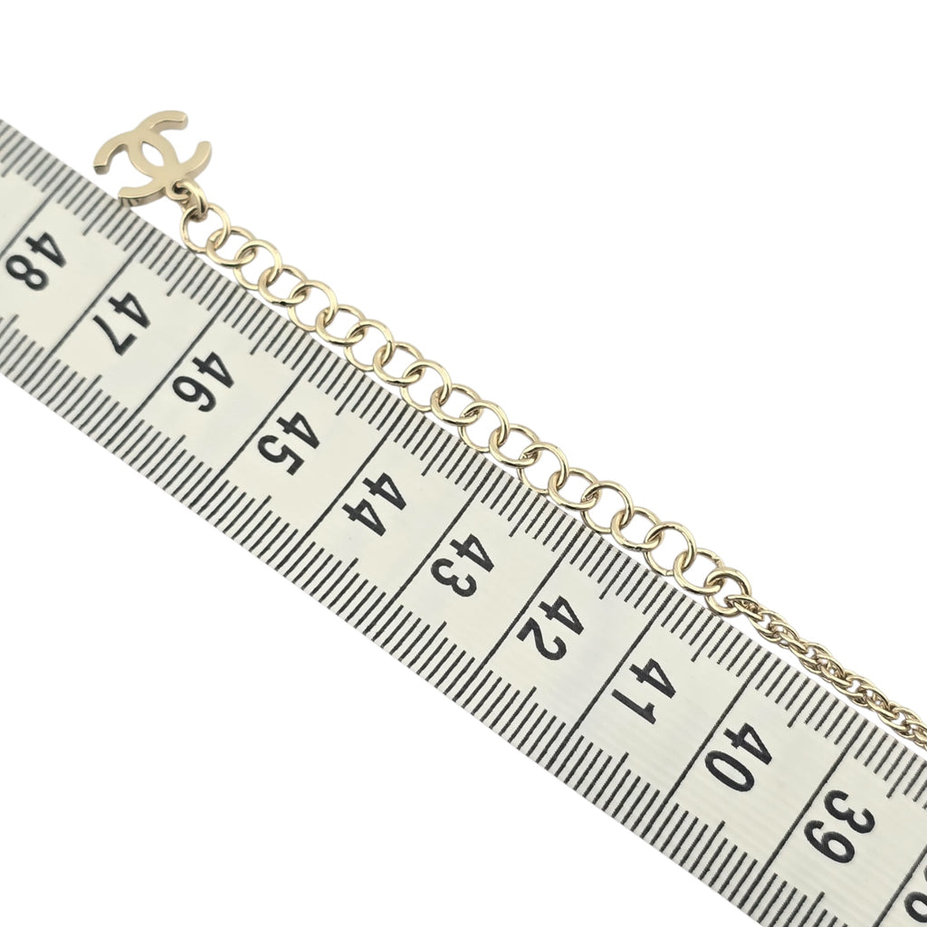 Chanel CC Metal Crystal Link Pendant Necklace Gold 2025 CHANEL