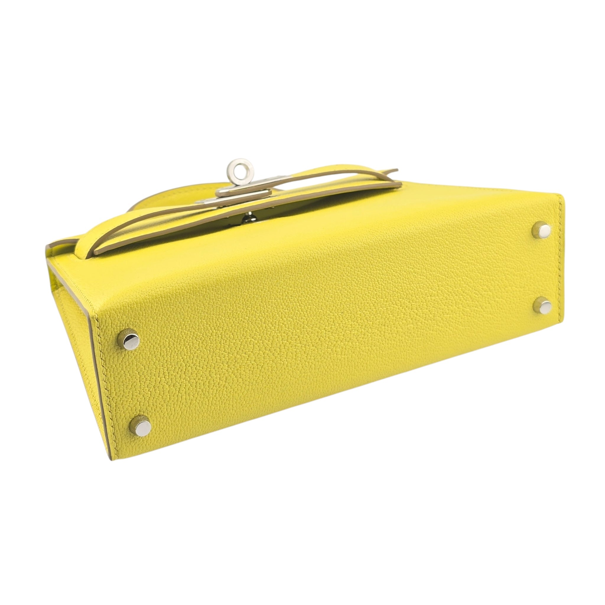 Hermes Mini Kelly II Chèvre Lime Palladium Hardware Bag