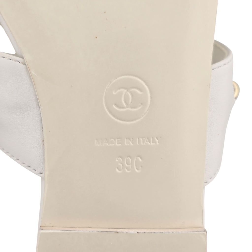Chanel CC White Turnlock Sandals - 39