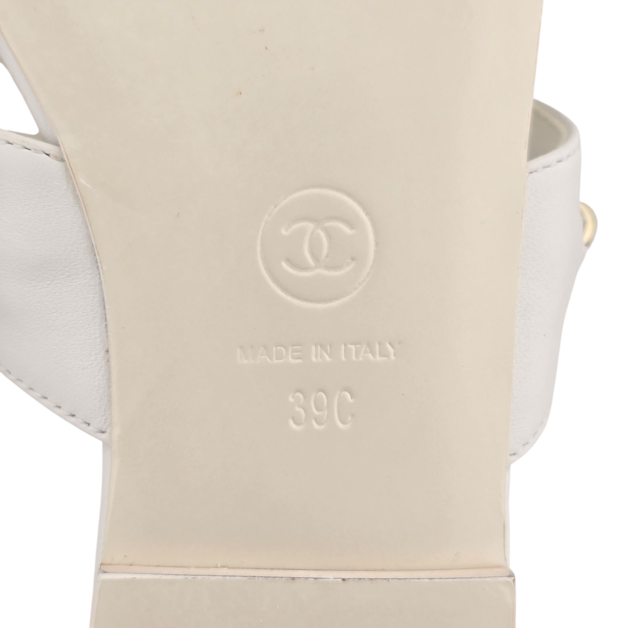 Chanel CC White Turnlock Sandals - 39