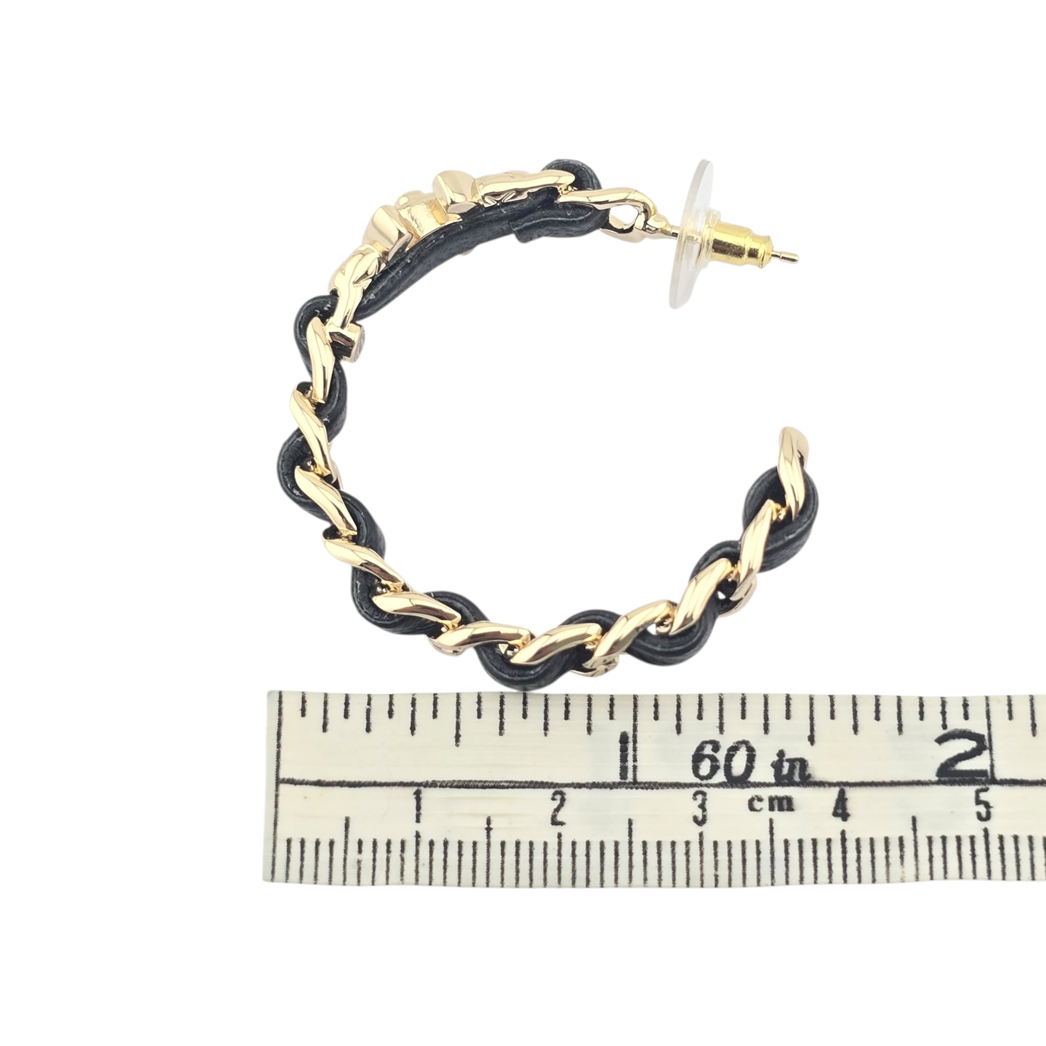 Chanel CC Turnlock Leather Metal Hoop Earrings 2021 CHANEL