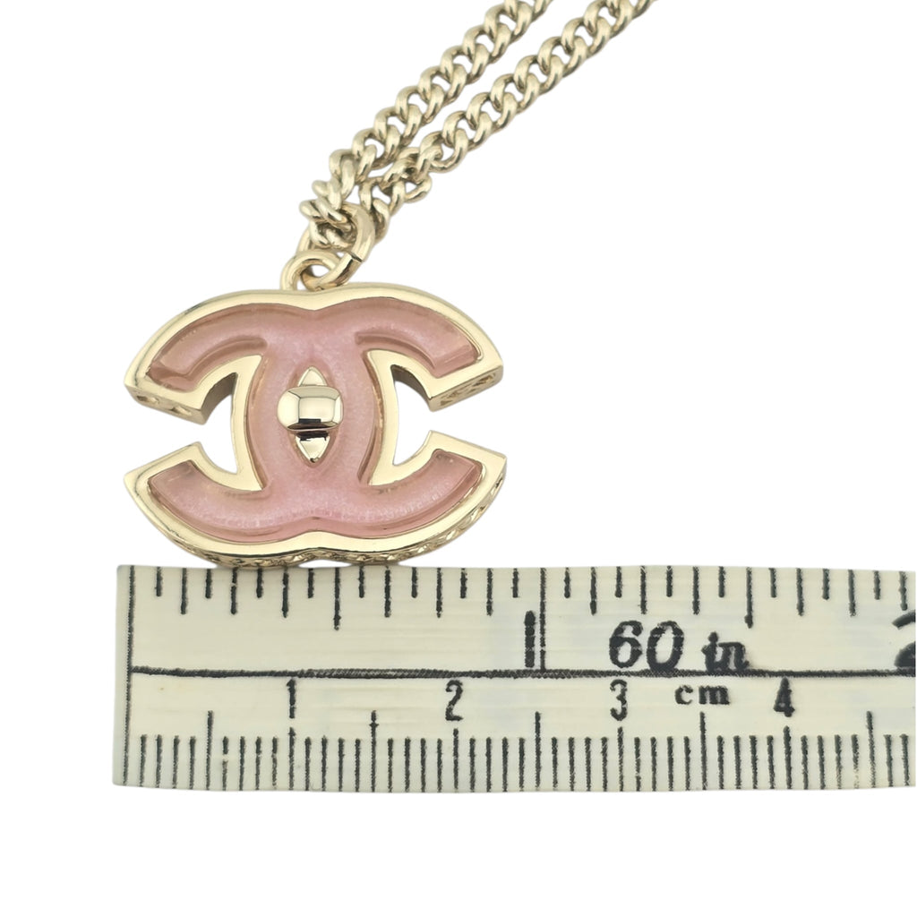 Chanel CC Gold Pink Resin Necklace 2025 CHANEL