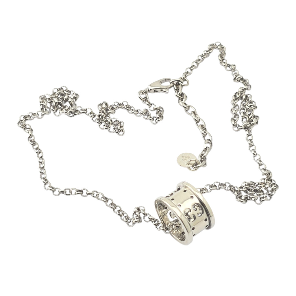 GUCCI GG Icon Twill Sterling Silver Necklace GUCCI