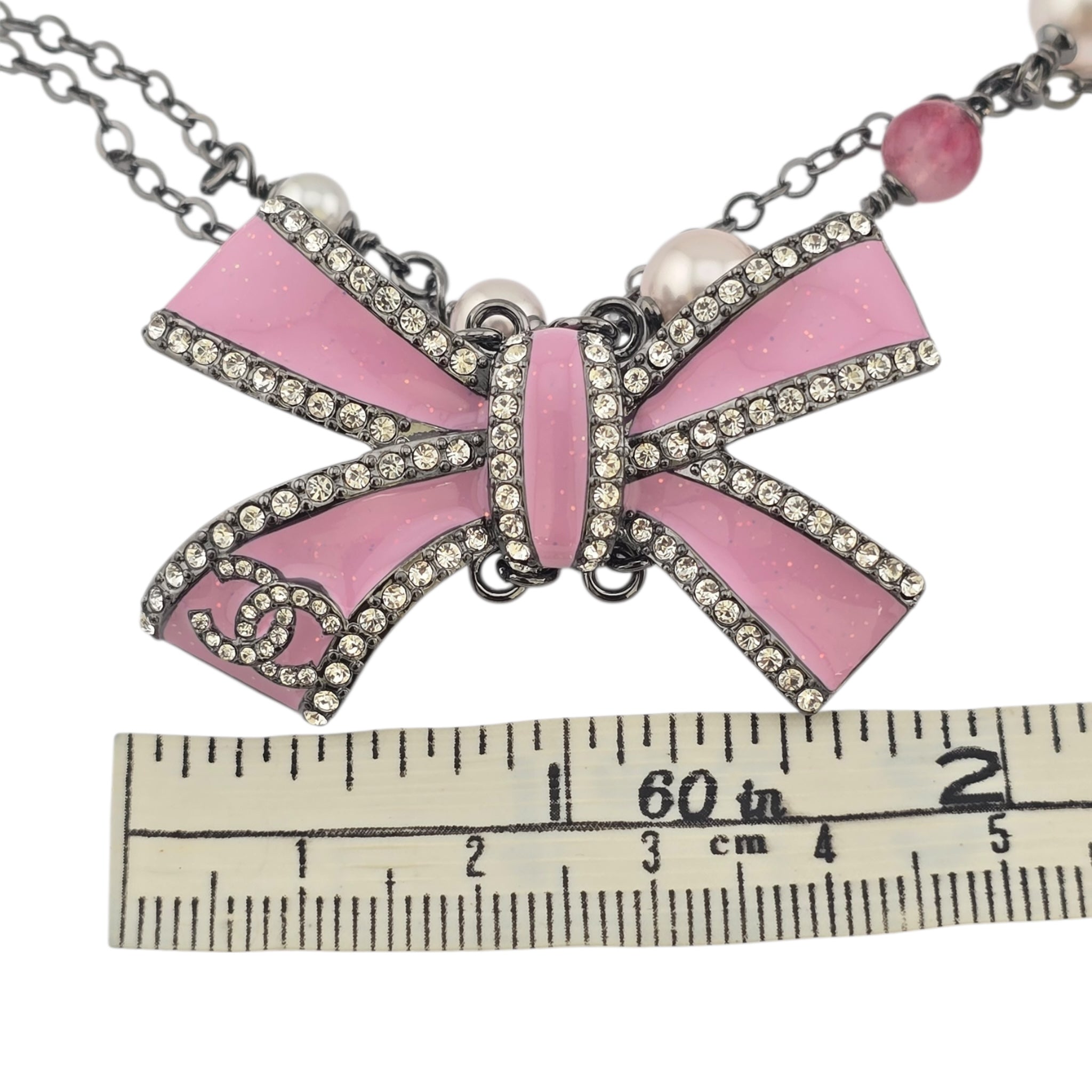 Chanel CC Ruthenium Pink Bow Necklace 2025 CHANEL