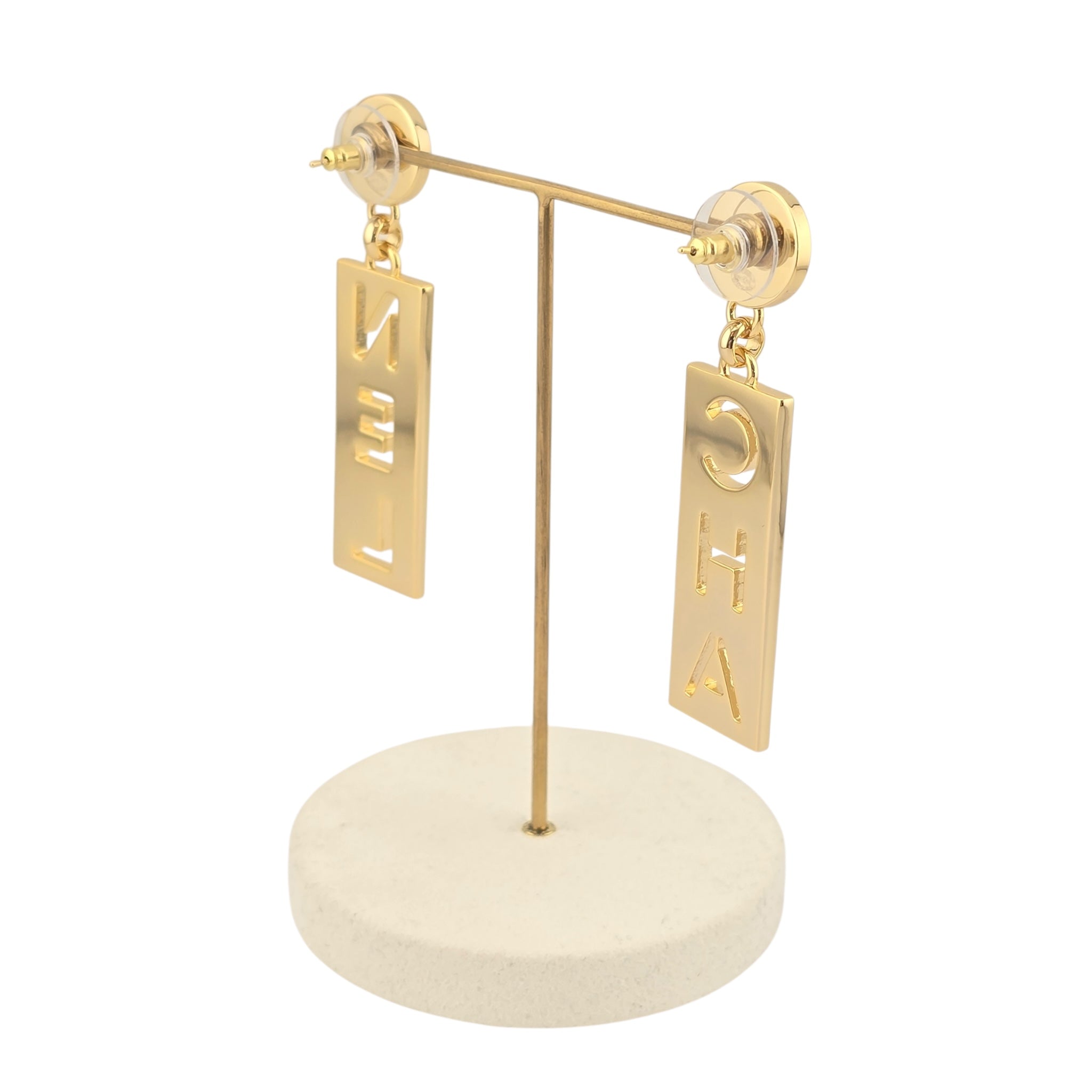 Chanel Metal Enamel Cha-Nel Logo Drop Earrings CHANEL