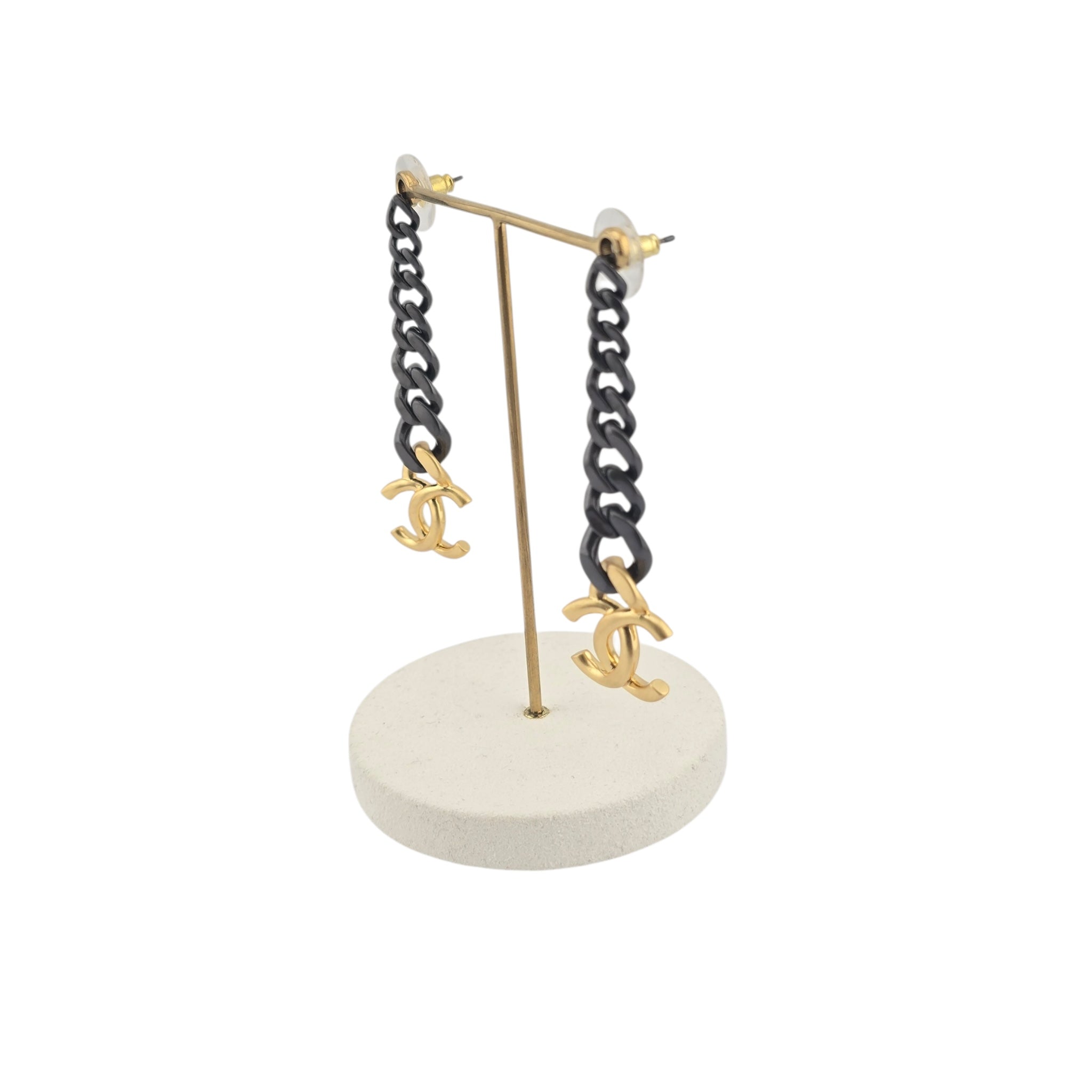 Chanel CC Chain Earrings Gold Ruthenium 2020 CHANEL