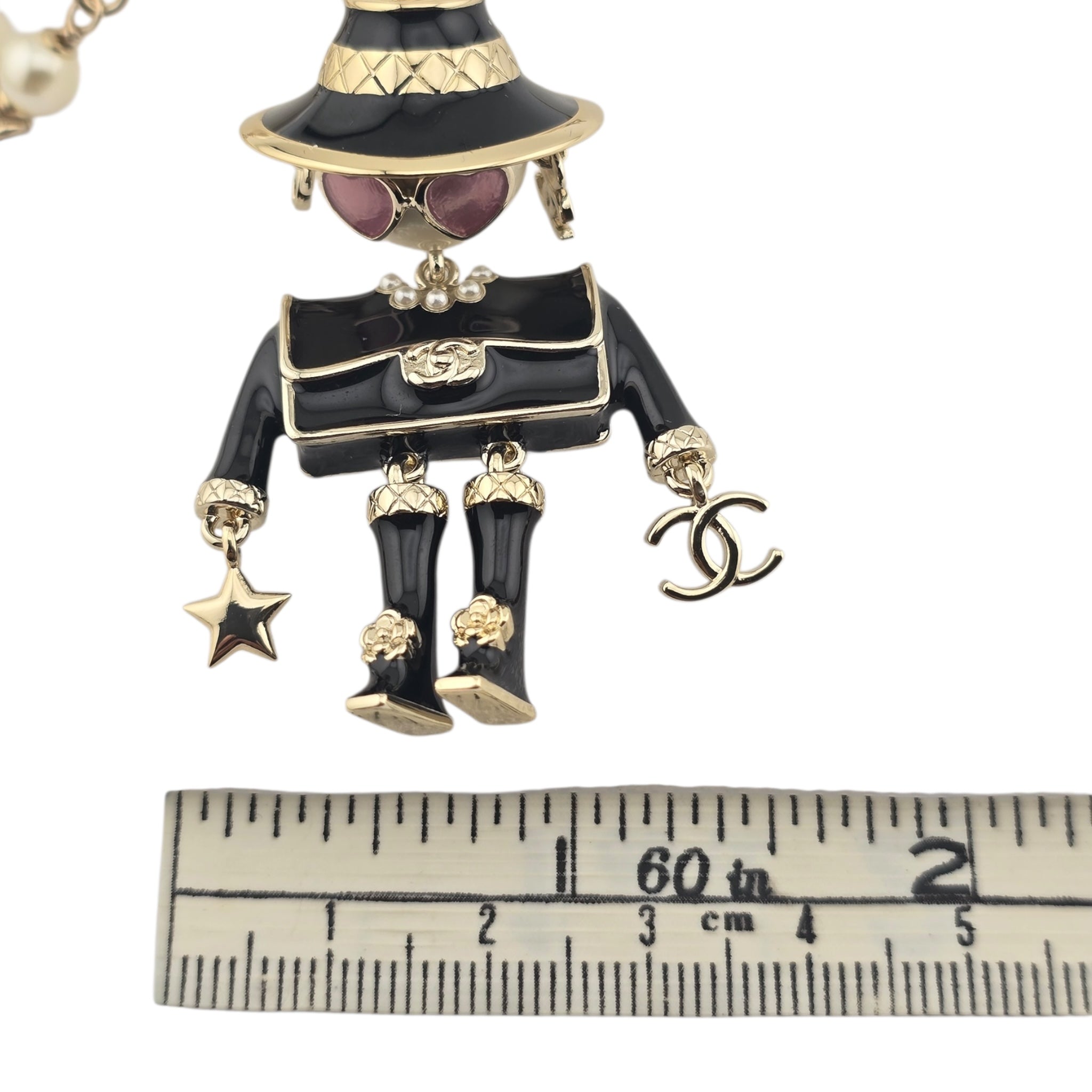 Chanel CC Robot Gabrielle Doll Black Necklace 25B CHANEL