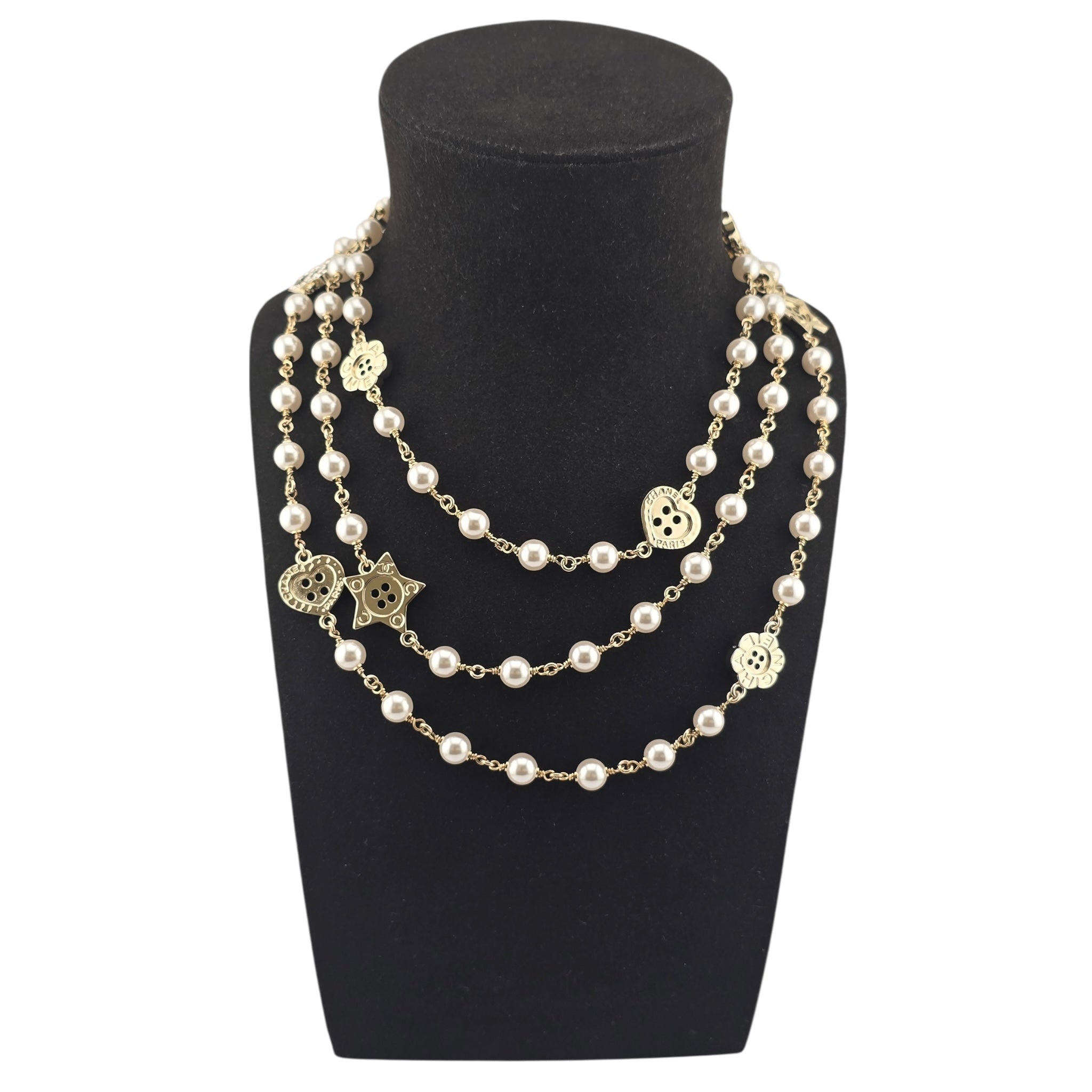 Chanel CC Faux Pearl Gold Long Necklace 2026