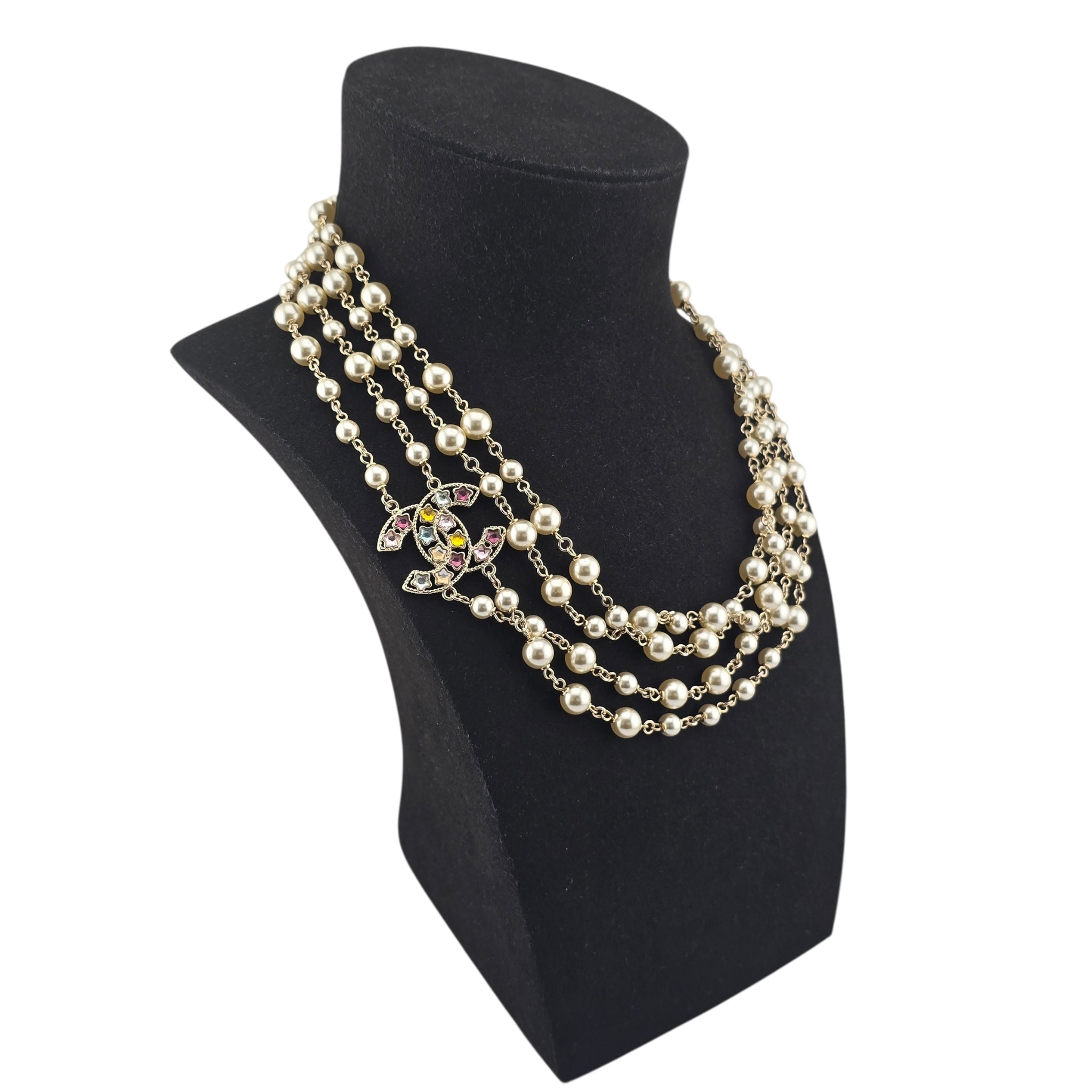 Chanel CC Multicoloured Faux Pearl Long Necklace 2025