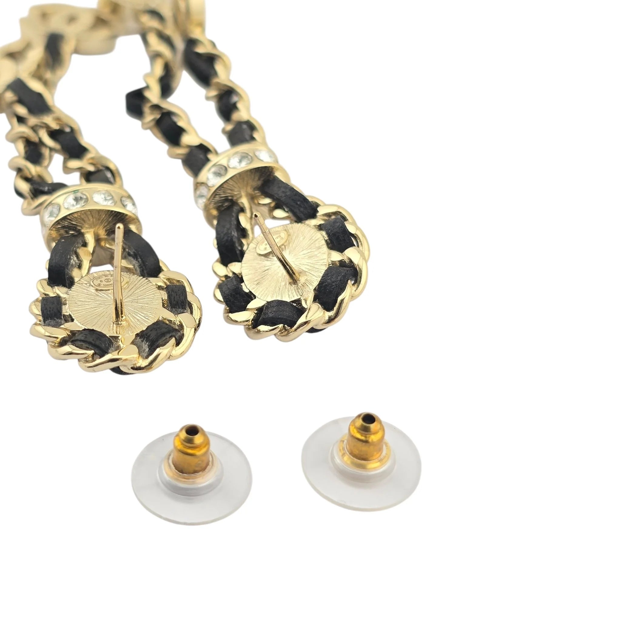Chanel CC Black Leather Drop Earrings 2021 CHANEL