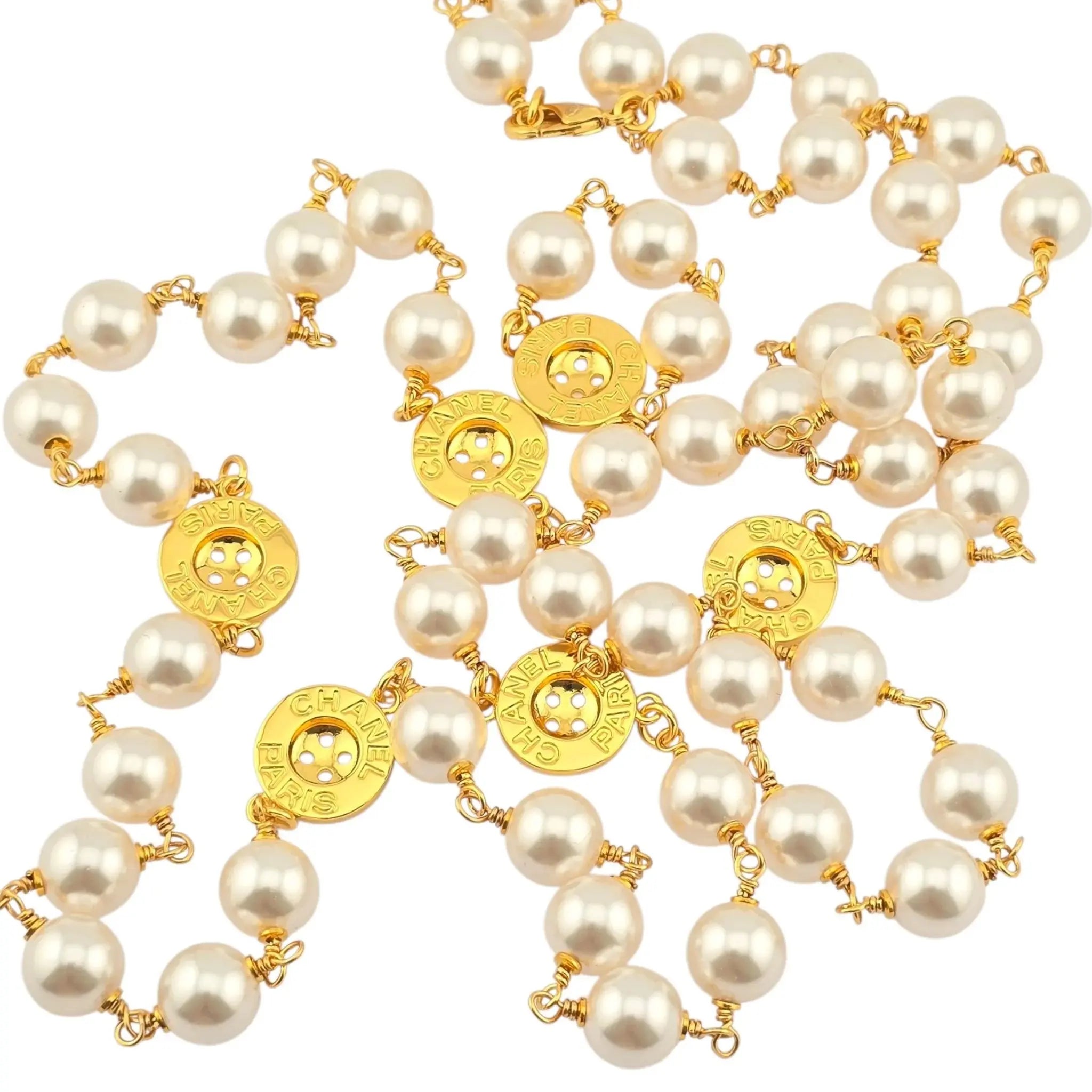 Chanel CC Faux Pearl Gold Button Pendant 2020 CHANEL