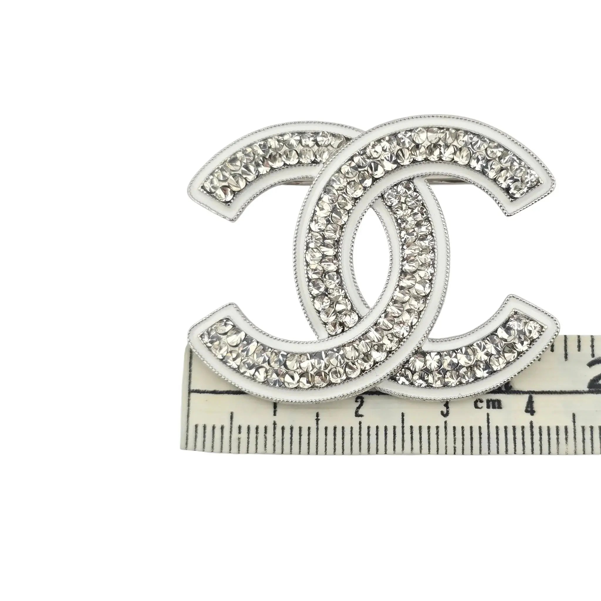 Chanel CC Silver Crystals Enamel Brooch 2025 CHANEL