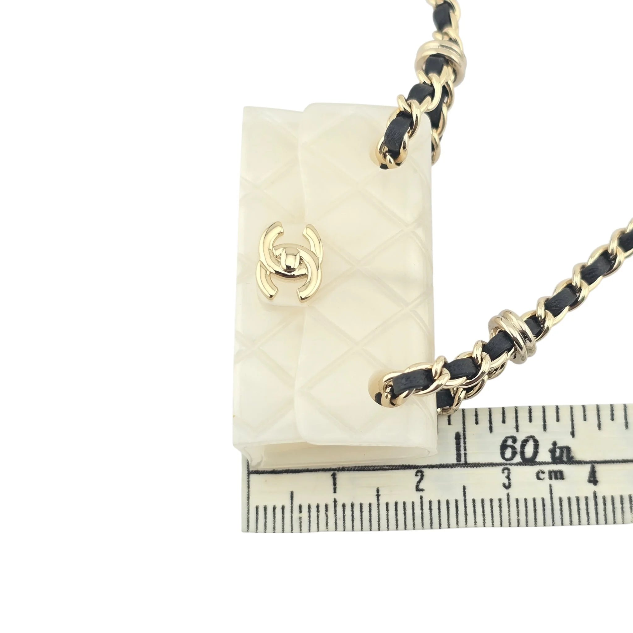 Chanel CC Matelasse White Resin Bag Necklace 2023 CHANEL