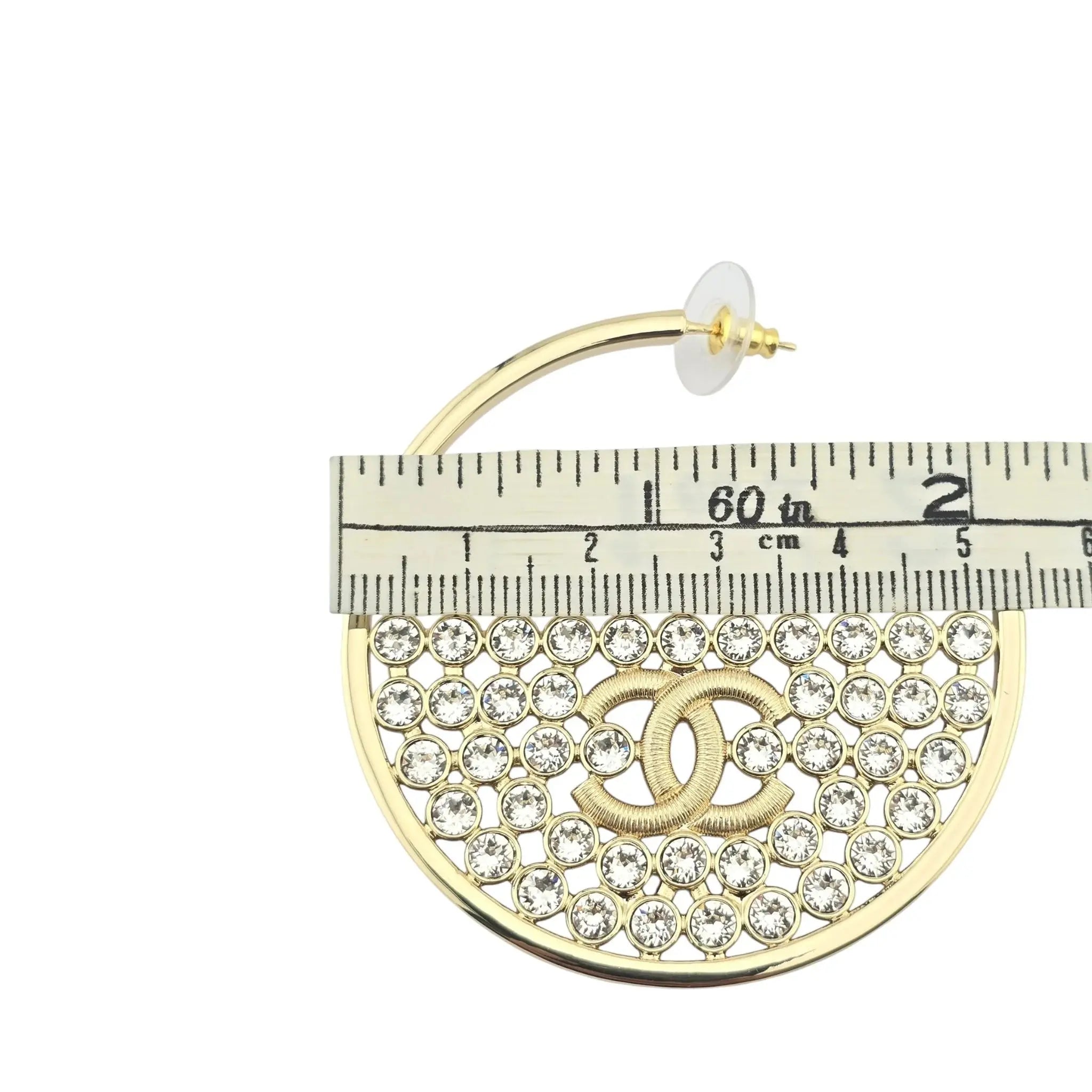 Chanel CC Crystal Gold Hoop Earrings SS23 CHANEL