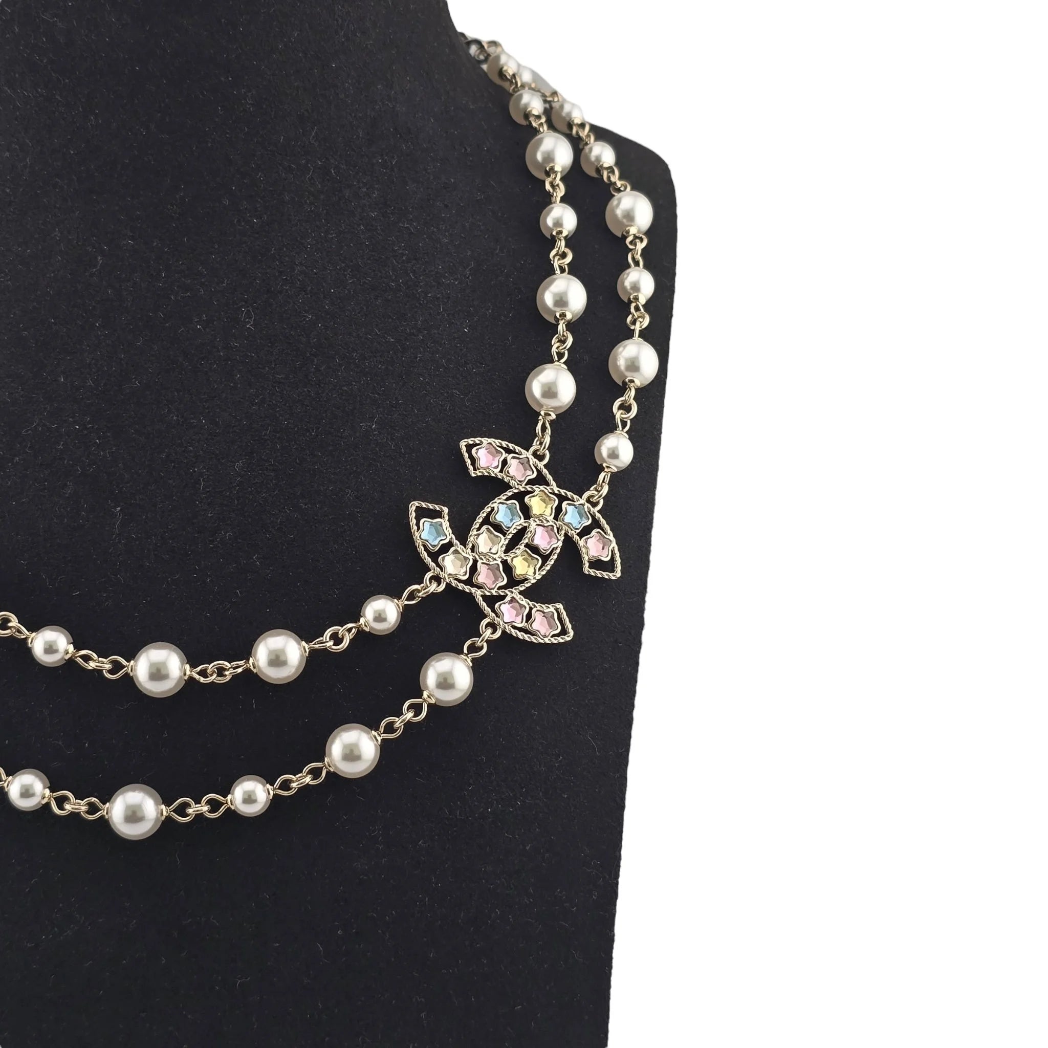Chanel CC Multicoloured Faux Pearl Necklace 2025 CHANEL