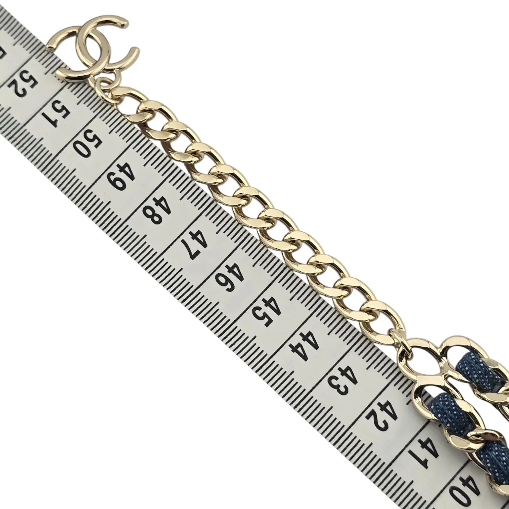 Chanel CC Blue Denim Gold Necklace 2025 CHANEL