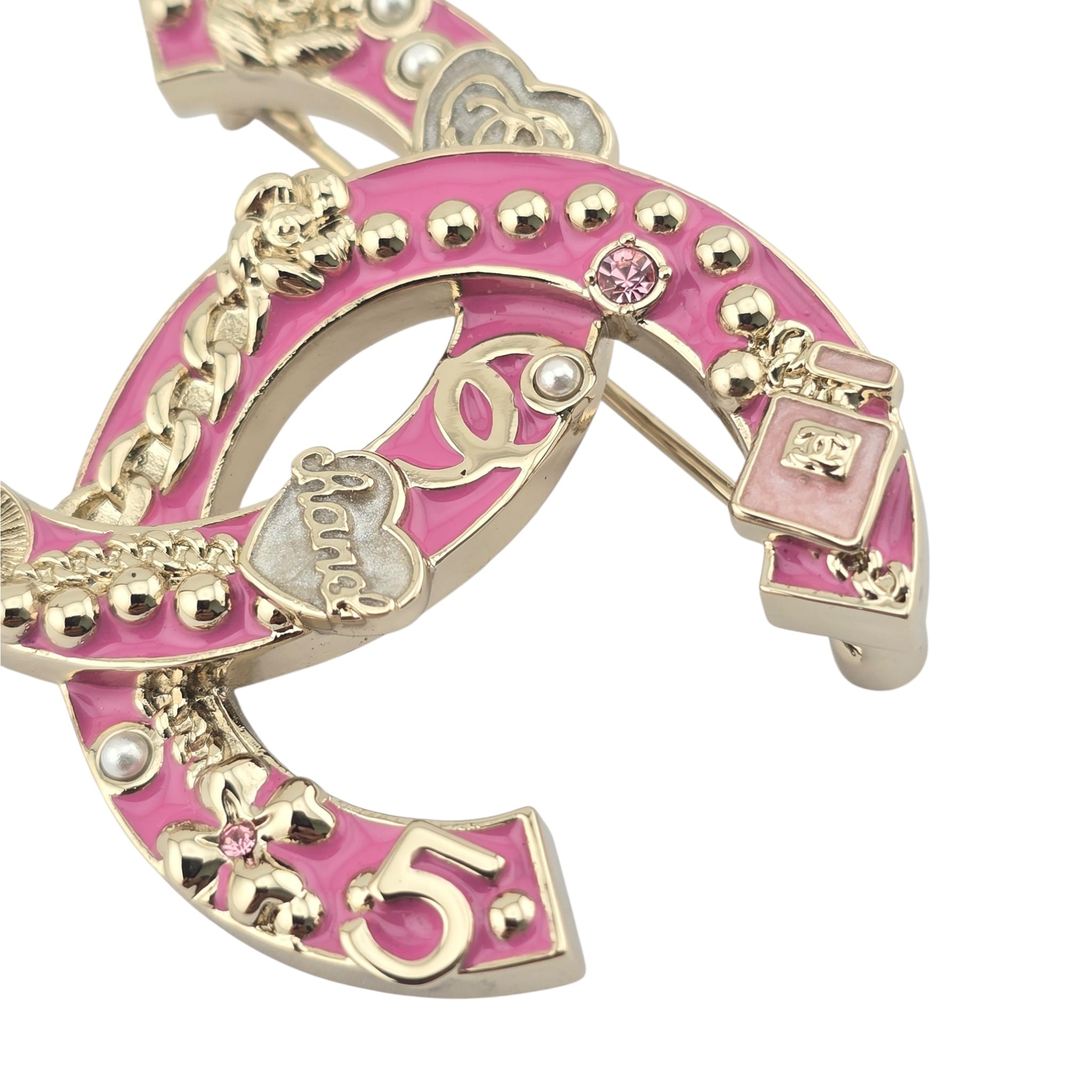 Chanel CC Pink Gold Enamel Brooch 2024 CHANEL