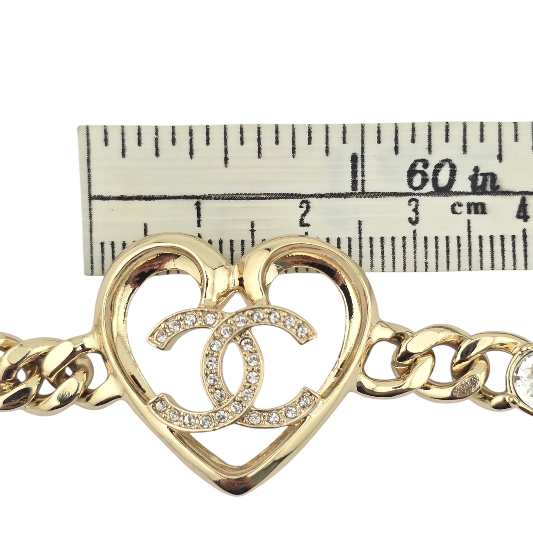 Chanel CC Heart Pendant Gold Choker Necklace 2023 CHANEL