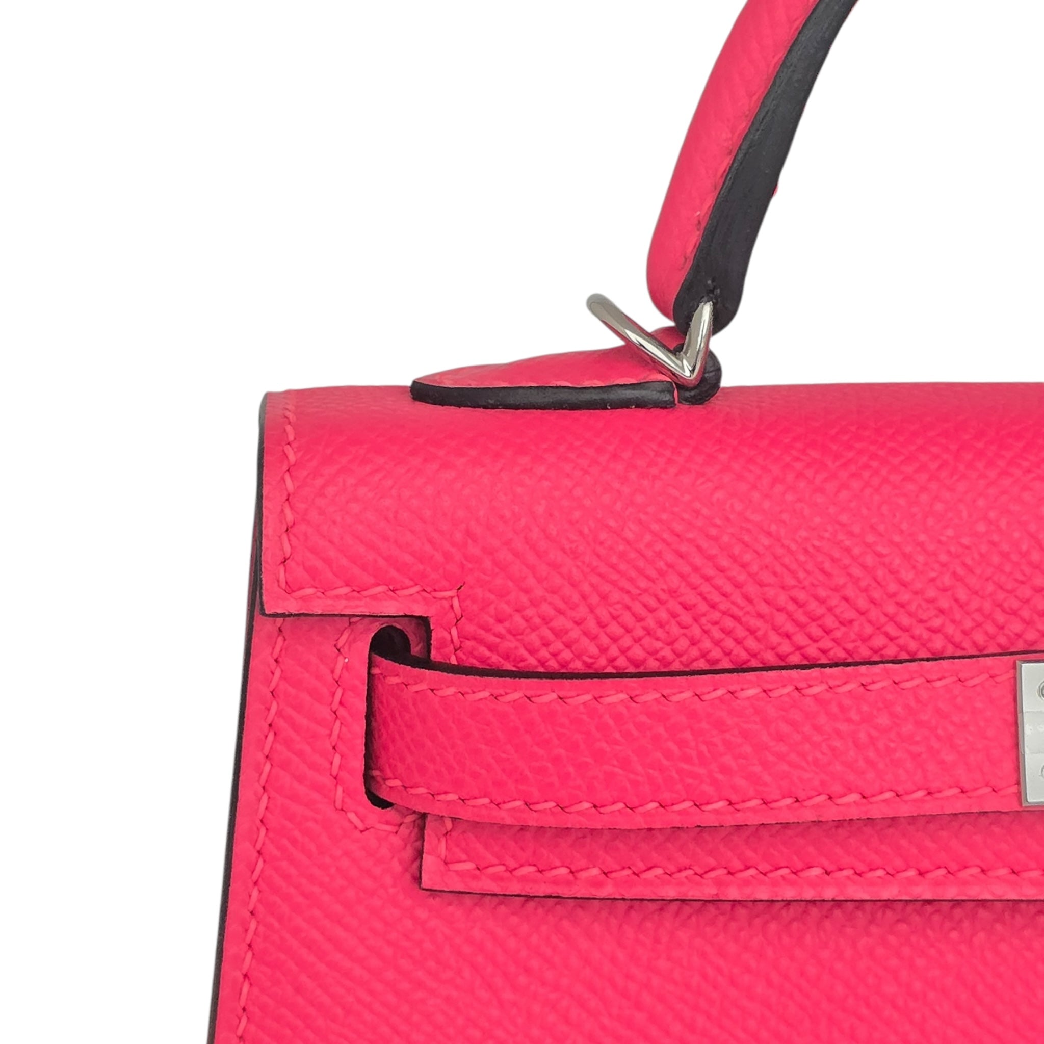Hermes Mini Kelly II Epsom Rose Extreme Palladium
