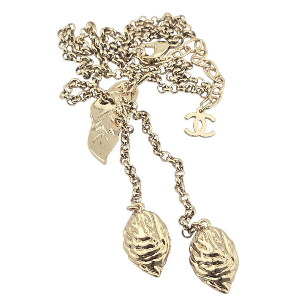 Chanel CC Gold Leaf Necklace 2025