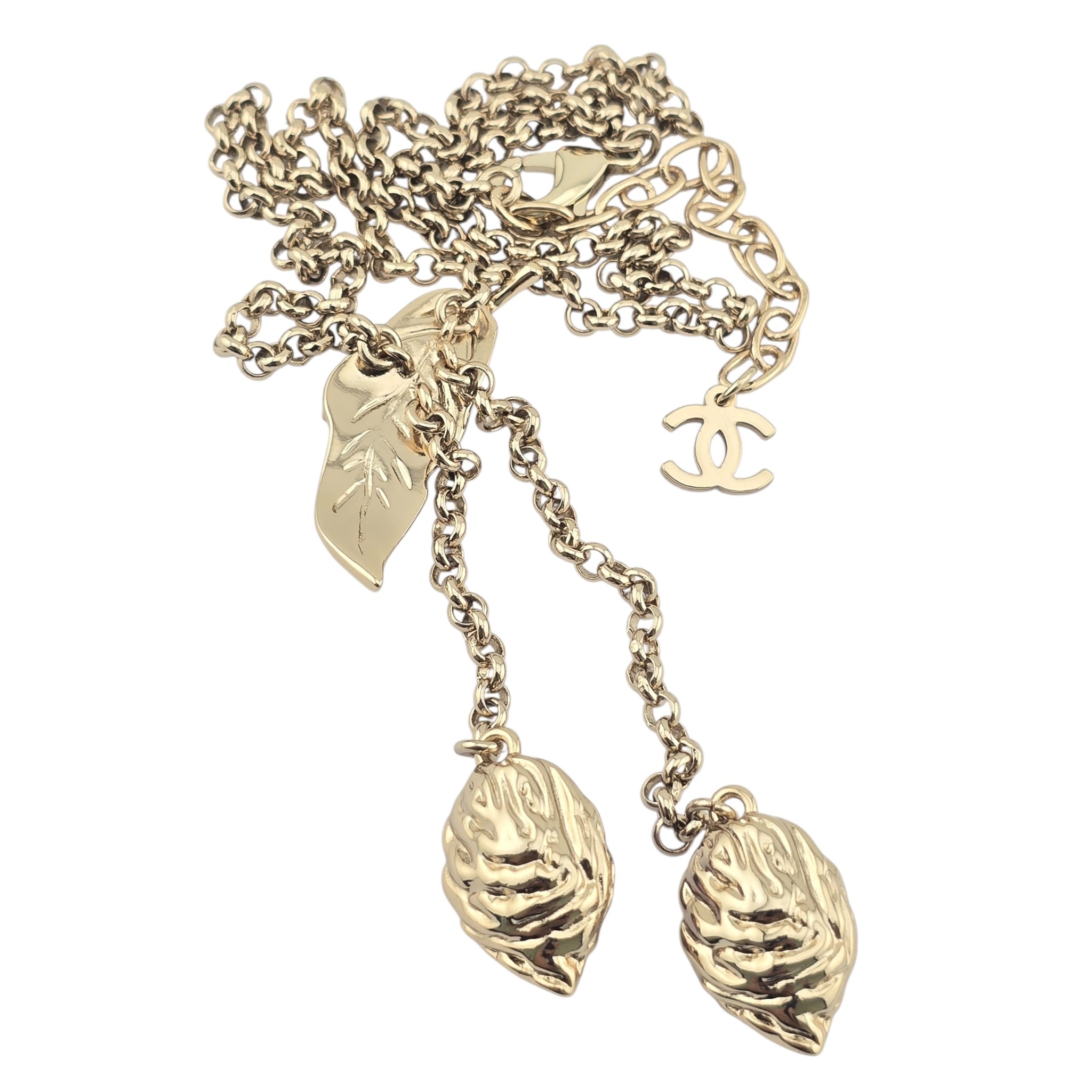 Chanel CC Gold Leaf Necklace 2025