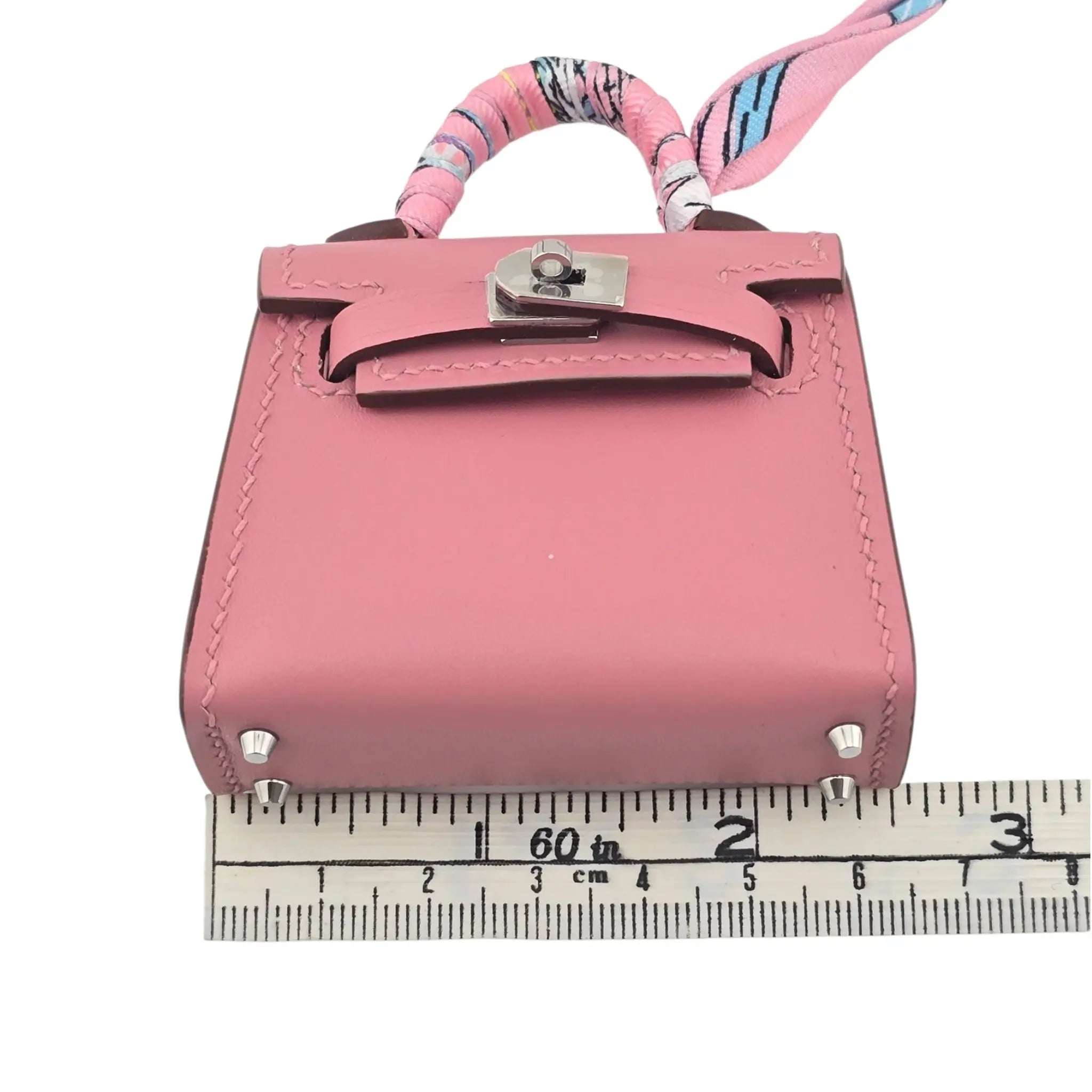 Hermes Rose Sakura Tadelakt Mini Kelly Twilly Bag Charm Palladium Hardware HERMES