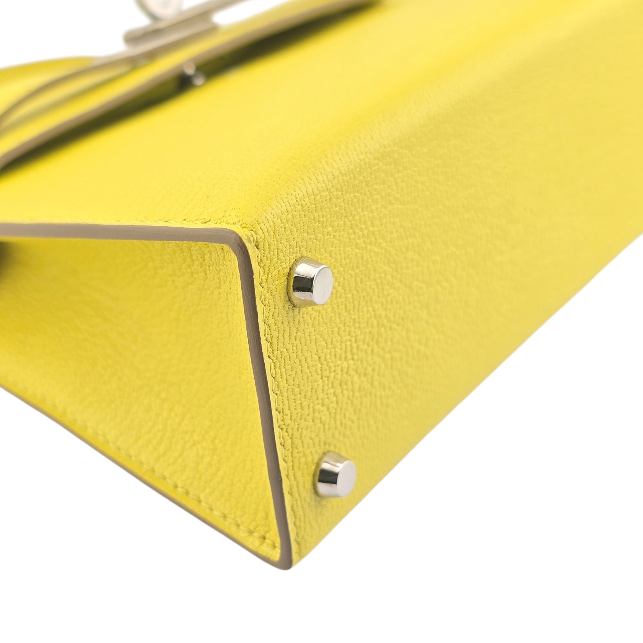 Hermes Mini Kelly II Chèvre Lime Palladium Hardware Bag