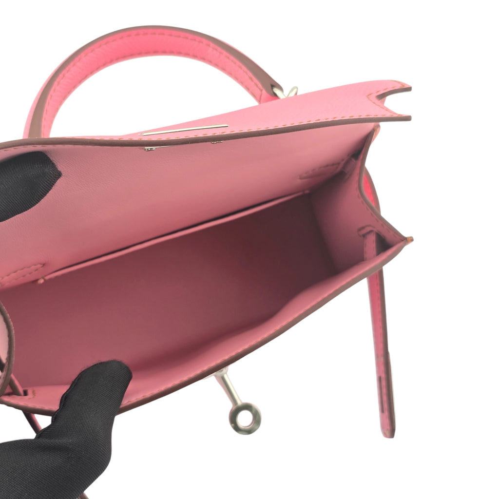 Hermes Mini Kelly II Epsom 5P Bubblegum Pink Palladium Hardware Bag