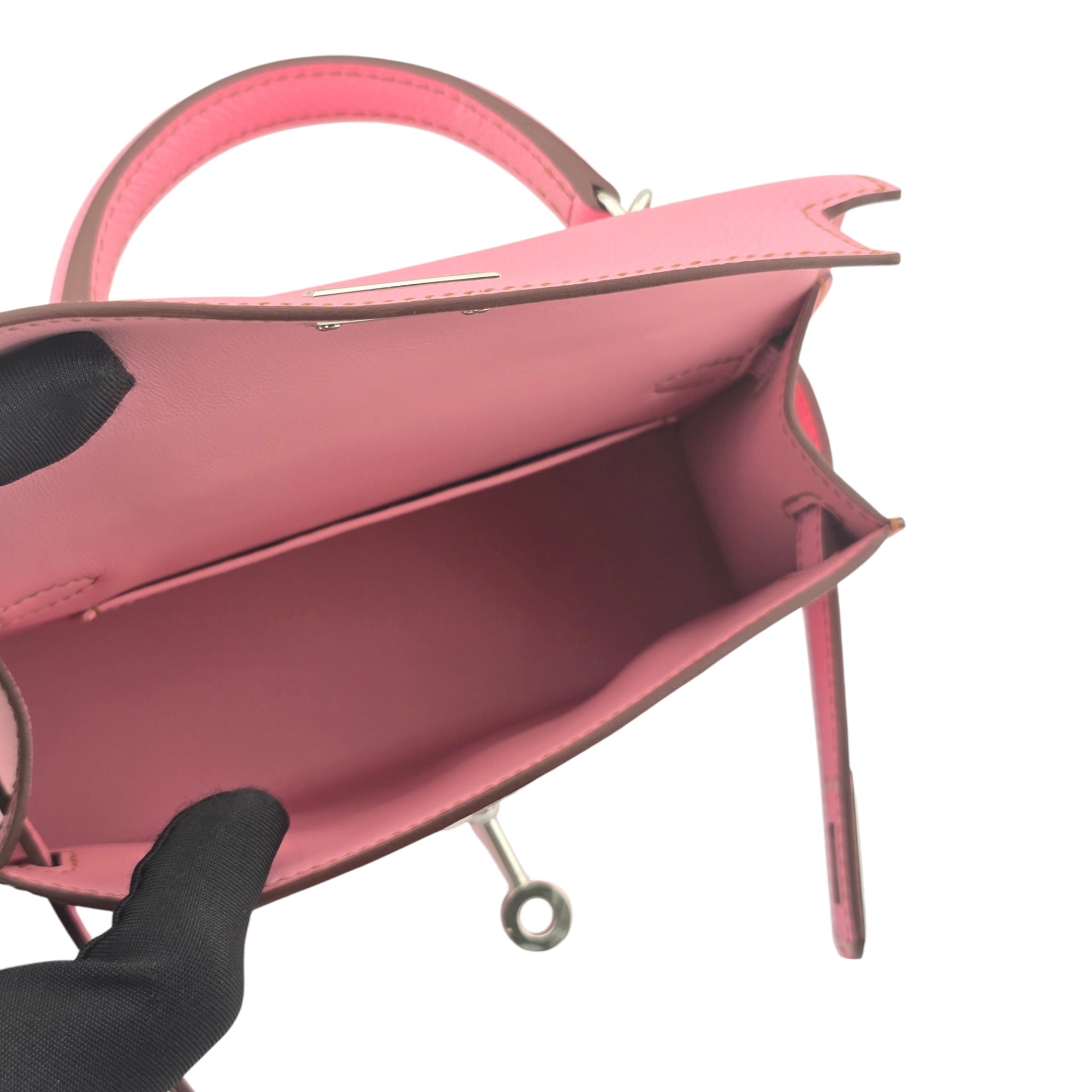 Hermes Mini Kelly II Epsom 5P Bubblegum Pink Palladium Hardware Bag