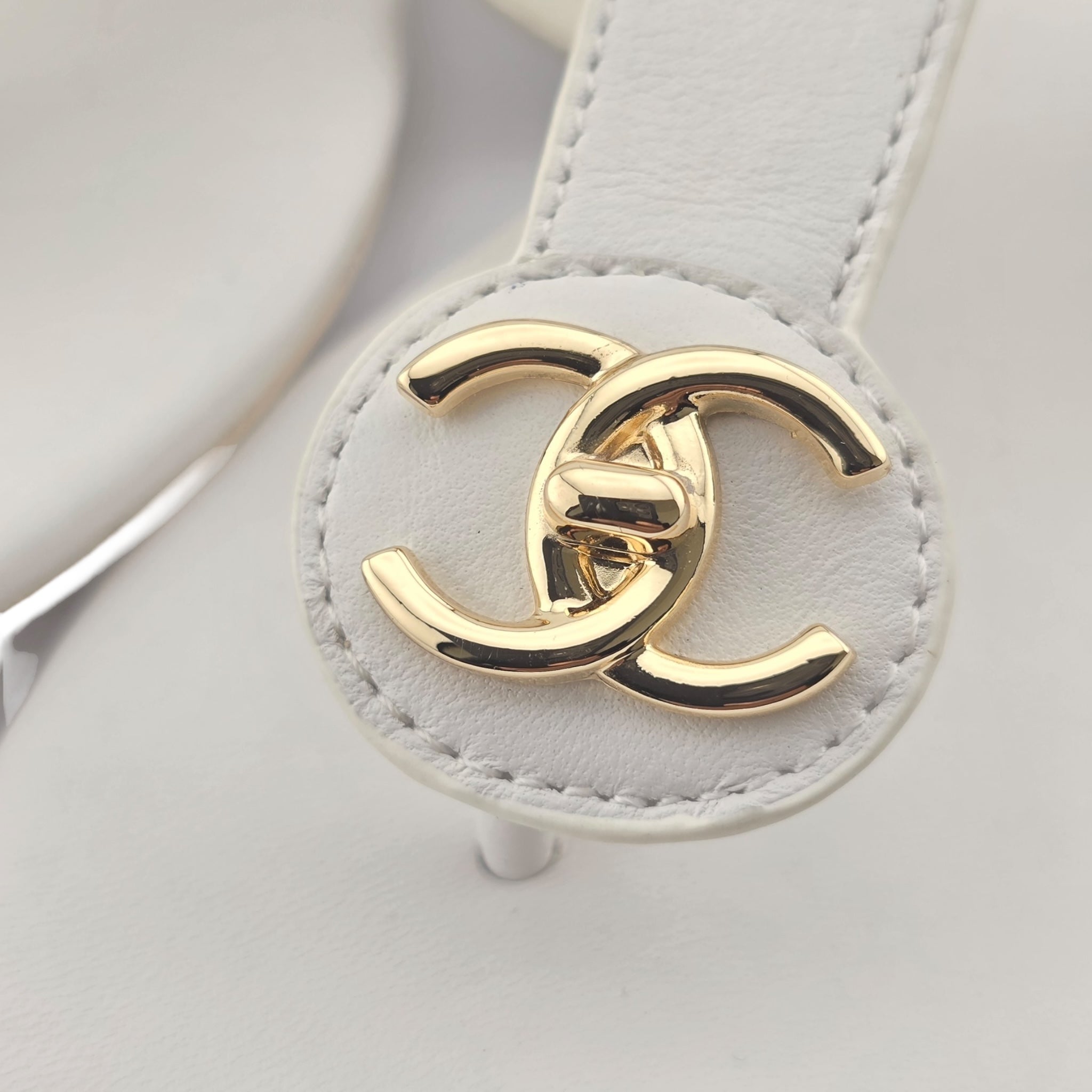 Chanel CC White Turnlock Sandals - 39