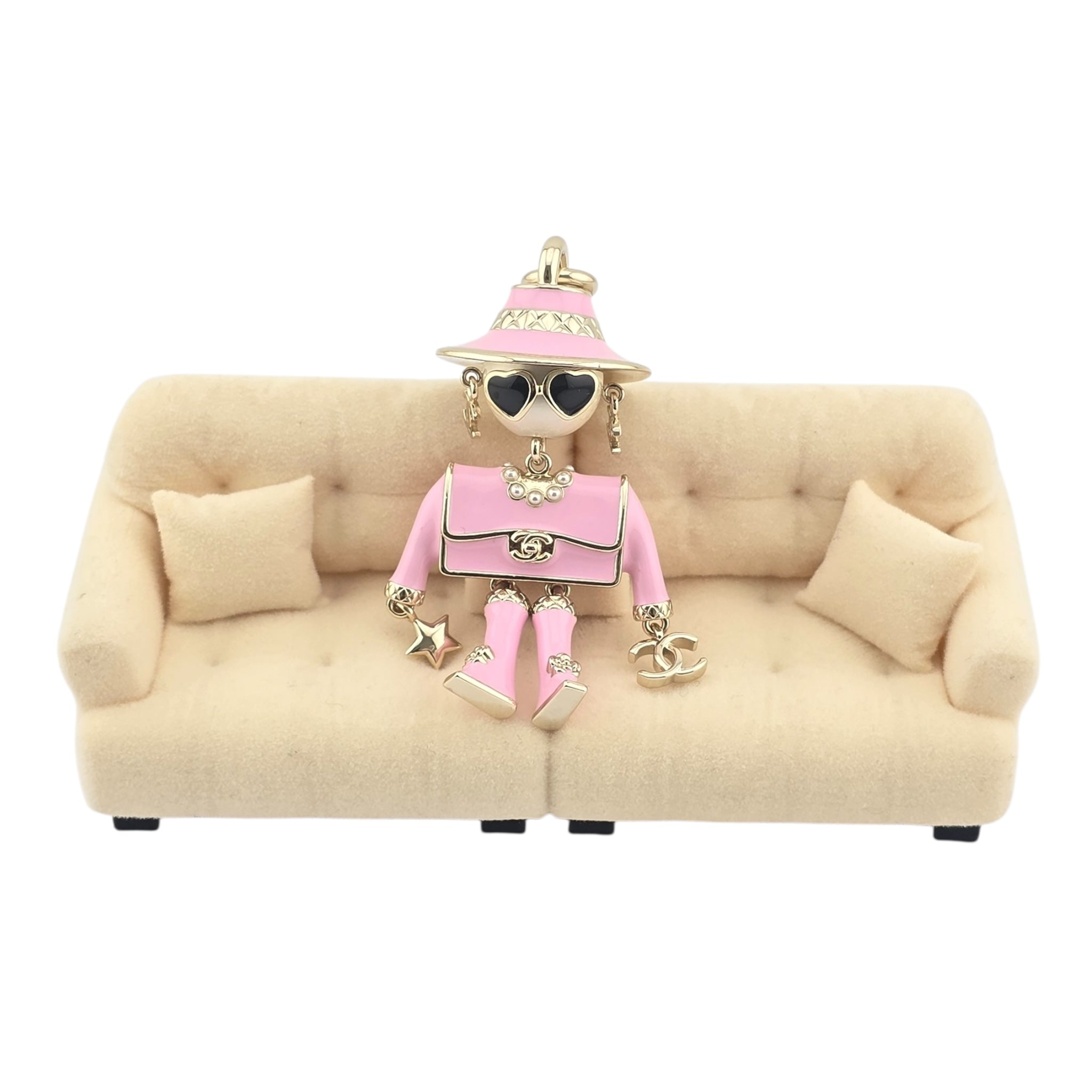 Chanel CC Robot Gabrielle Doll Pink Key Ring Bag Charm 25B CHANEL