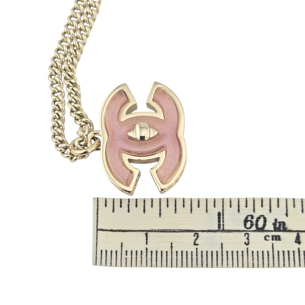Chanel CC Gold Pink Resin Necklace 2025 CHANEL