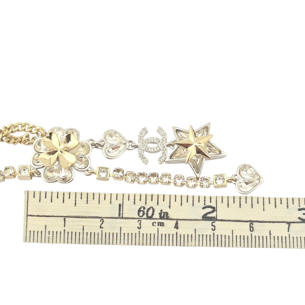 Chanel Crystal Star Heart CC Pendant Necklace Gold 2023 CHANEL