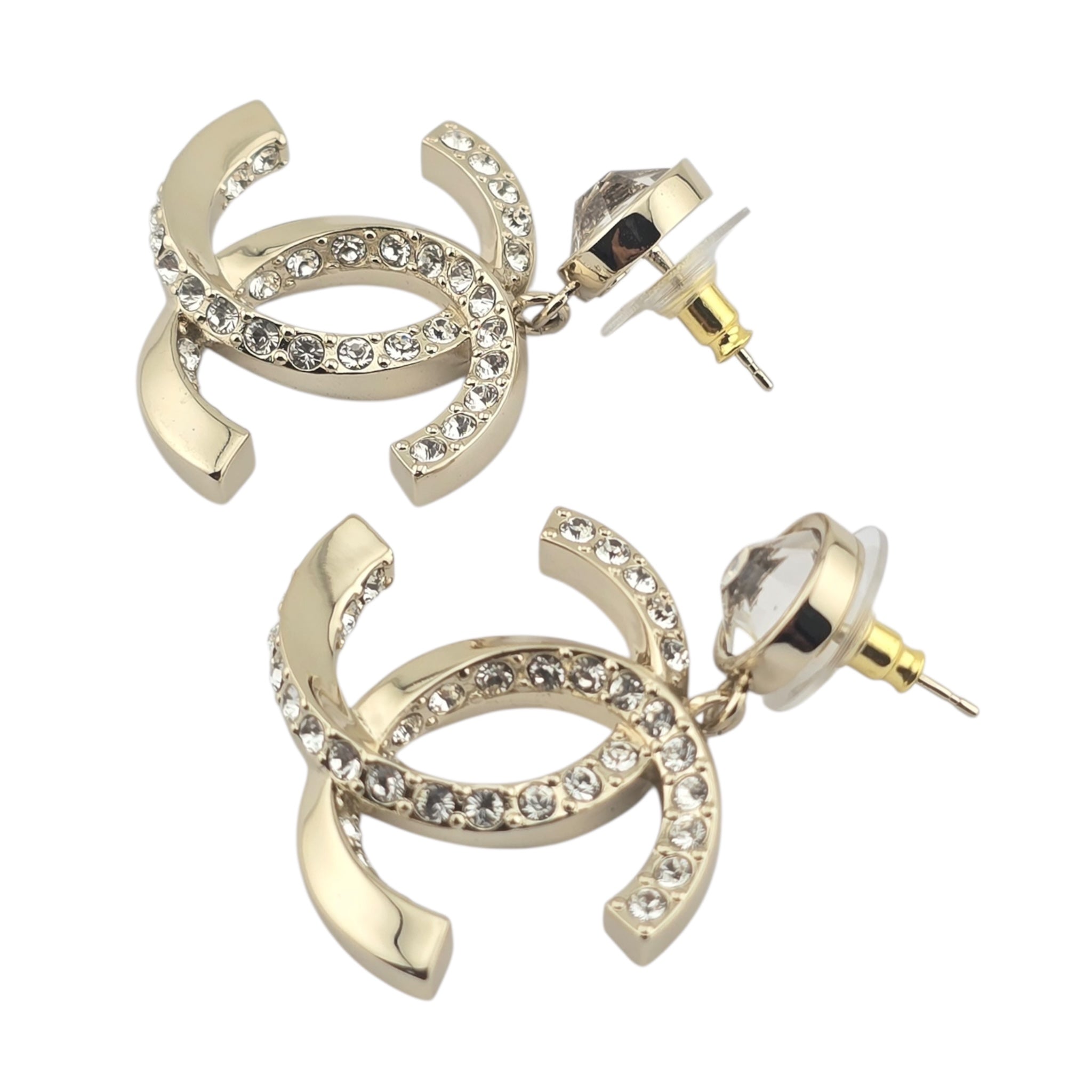 Chanel CC Gold Crystal Earrings 2023 CHANEL