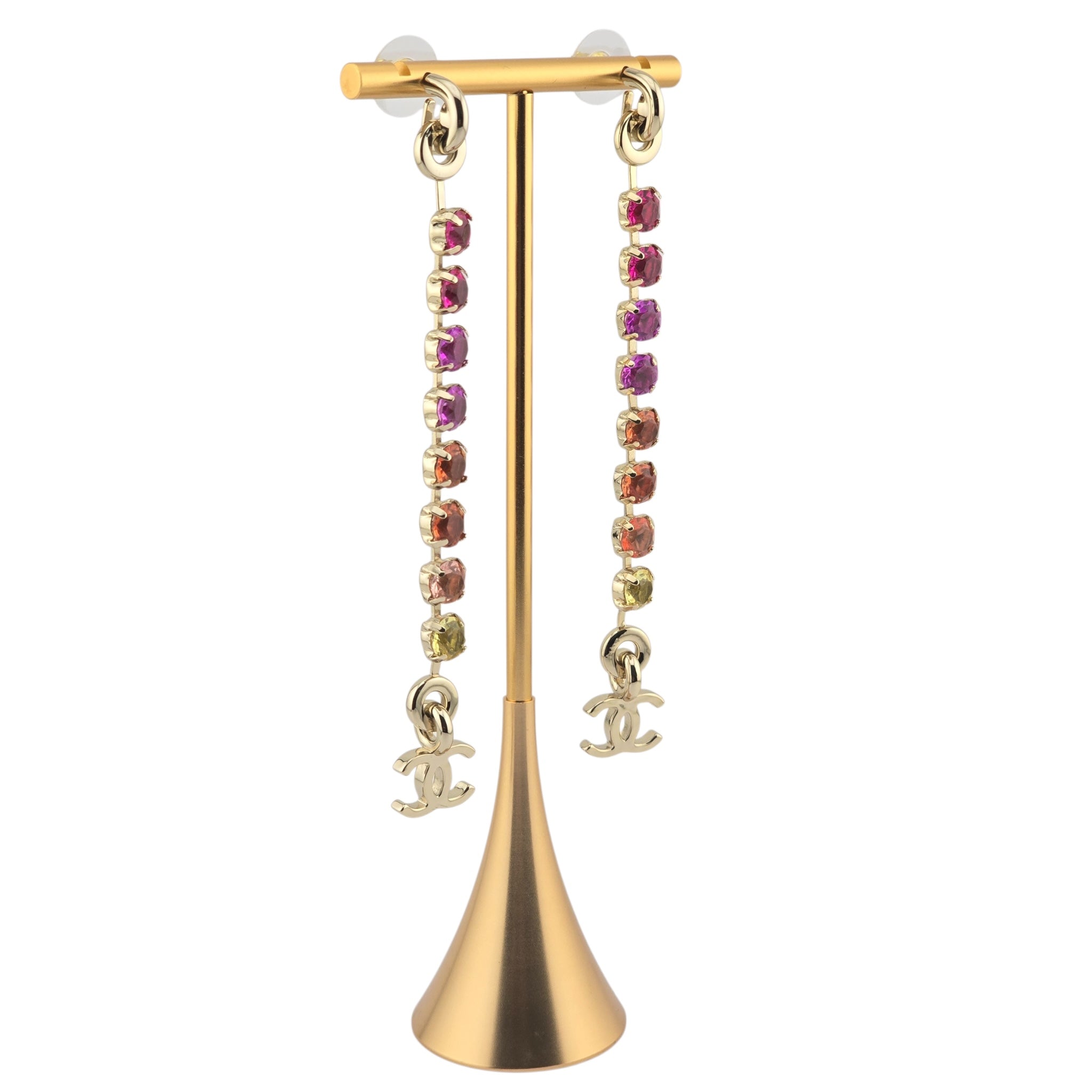 Chanel CC Rainbow Crystal Earrings A24 CHANEL